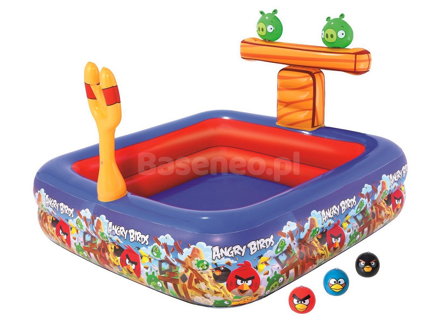 Basen dmuchany z katapultą Angry Birds 147x147x91cm Bestway 96111