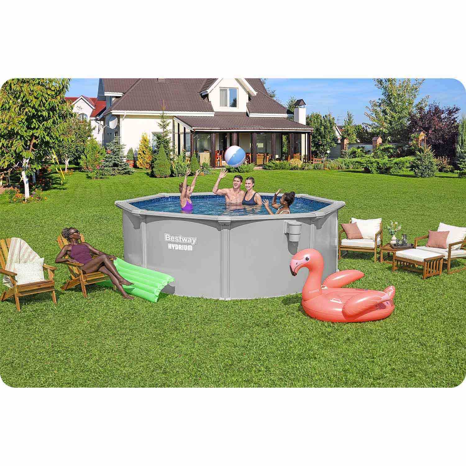 Basen ogrodowy panelowy całoroczny 366 x 122 cm 13w1 Bestawy 56574