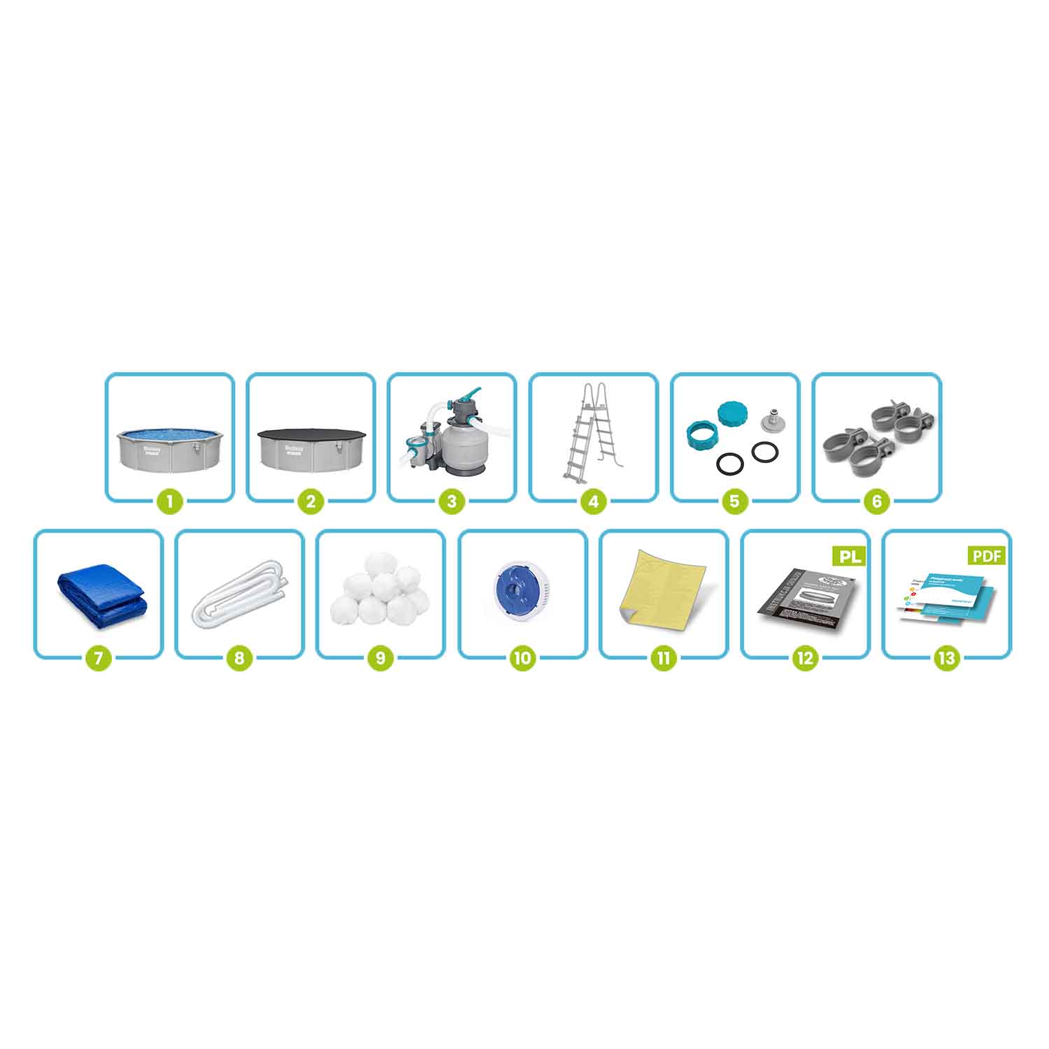  Basen ogrodowy panelowy całoroczny 457 x 122 cm 13w1 Bestawy 56384