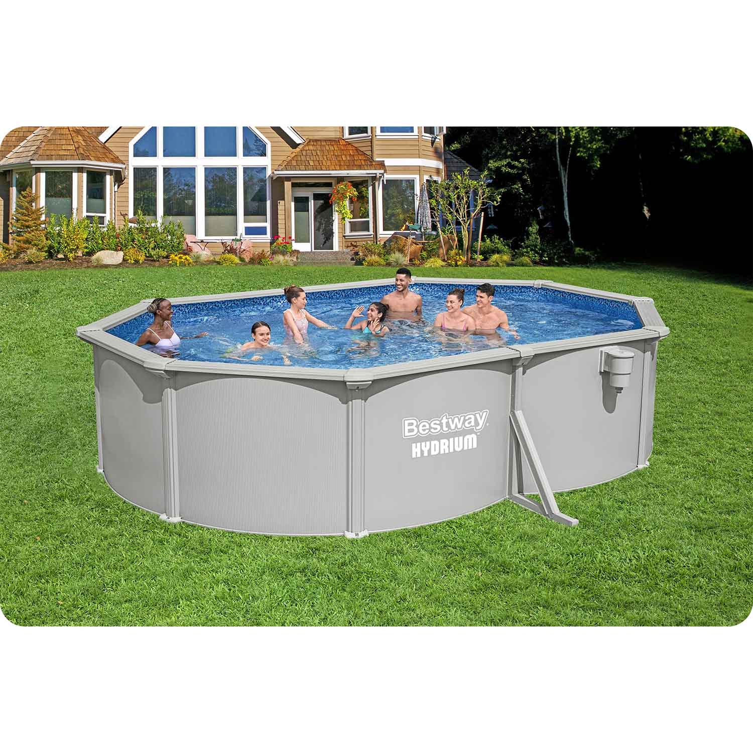 Basen ogrodowy panelowy całoroczny 500x366x122 cm 13w1 Bestawy 56586