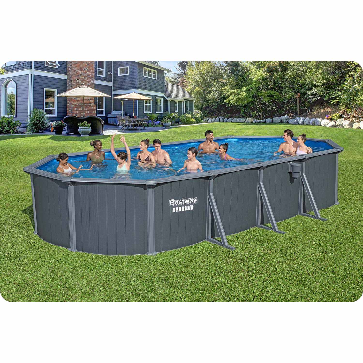 Basen ogrodowy panelowy całoroczny 732x366x132 cm 13w1 Bestawy 561CW