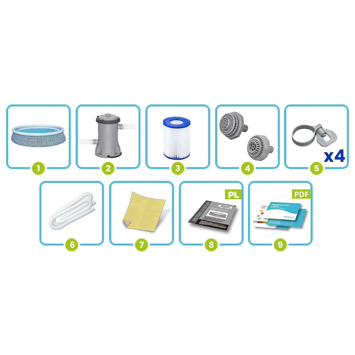 Basen ogrodowy rozporowy 396 x 84 cm 9w1 Bestway 57376N