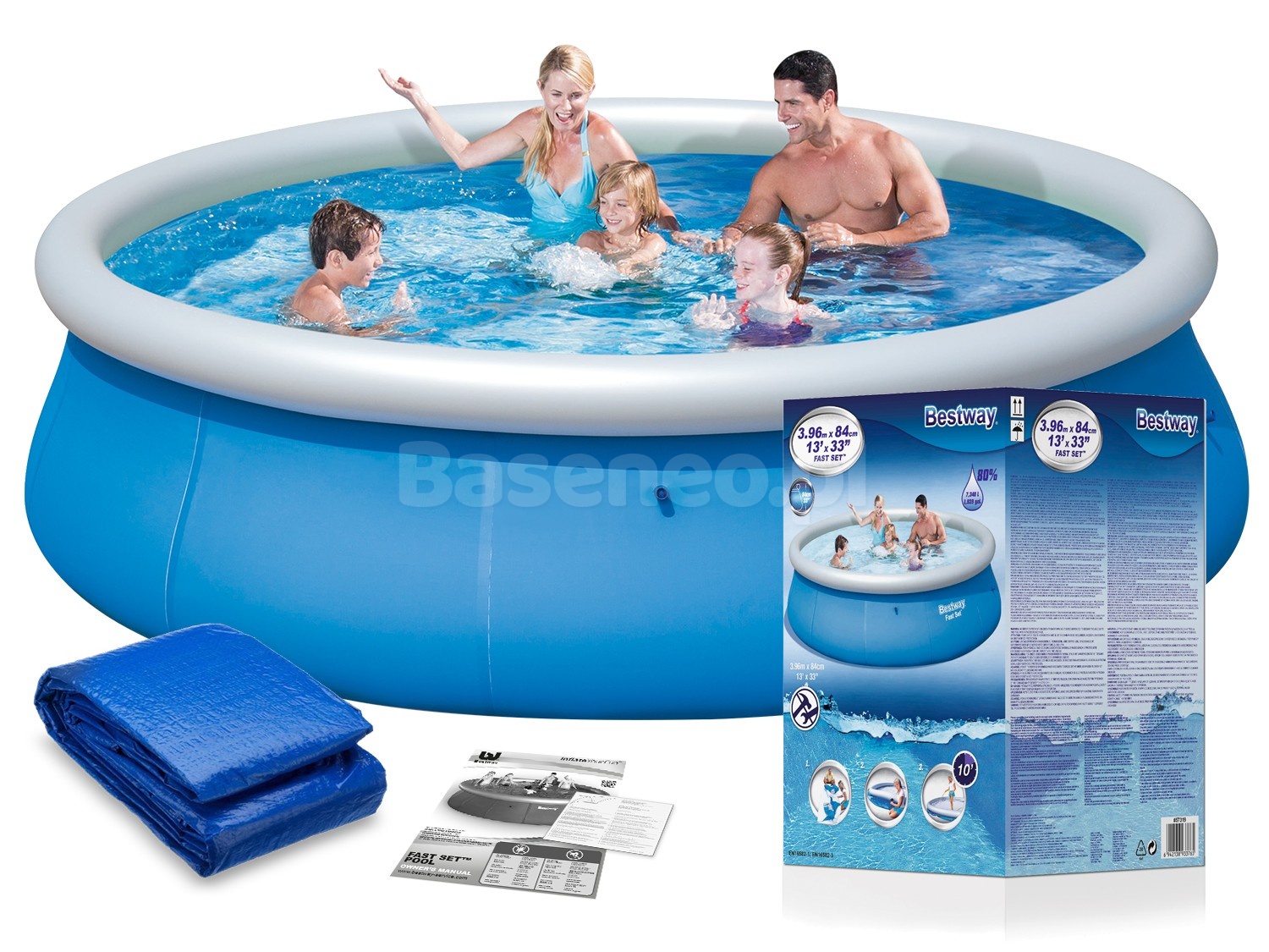 Basen ogrodowy rozporowy z matą 396 x 84 cm 2w1 Bestway 57319