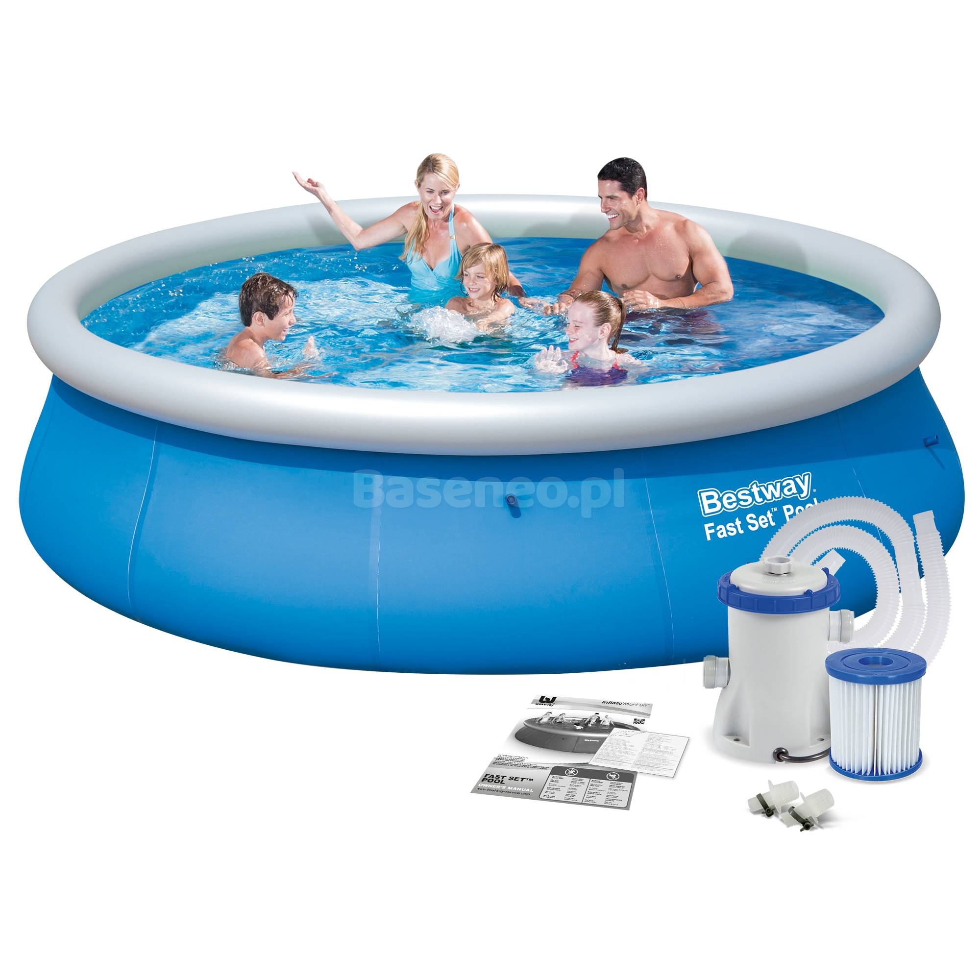 Basen ogrodowy rozporowy z pompą 396 x 84 cm 3w1 Bestway 57321