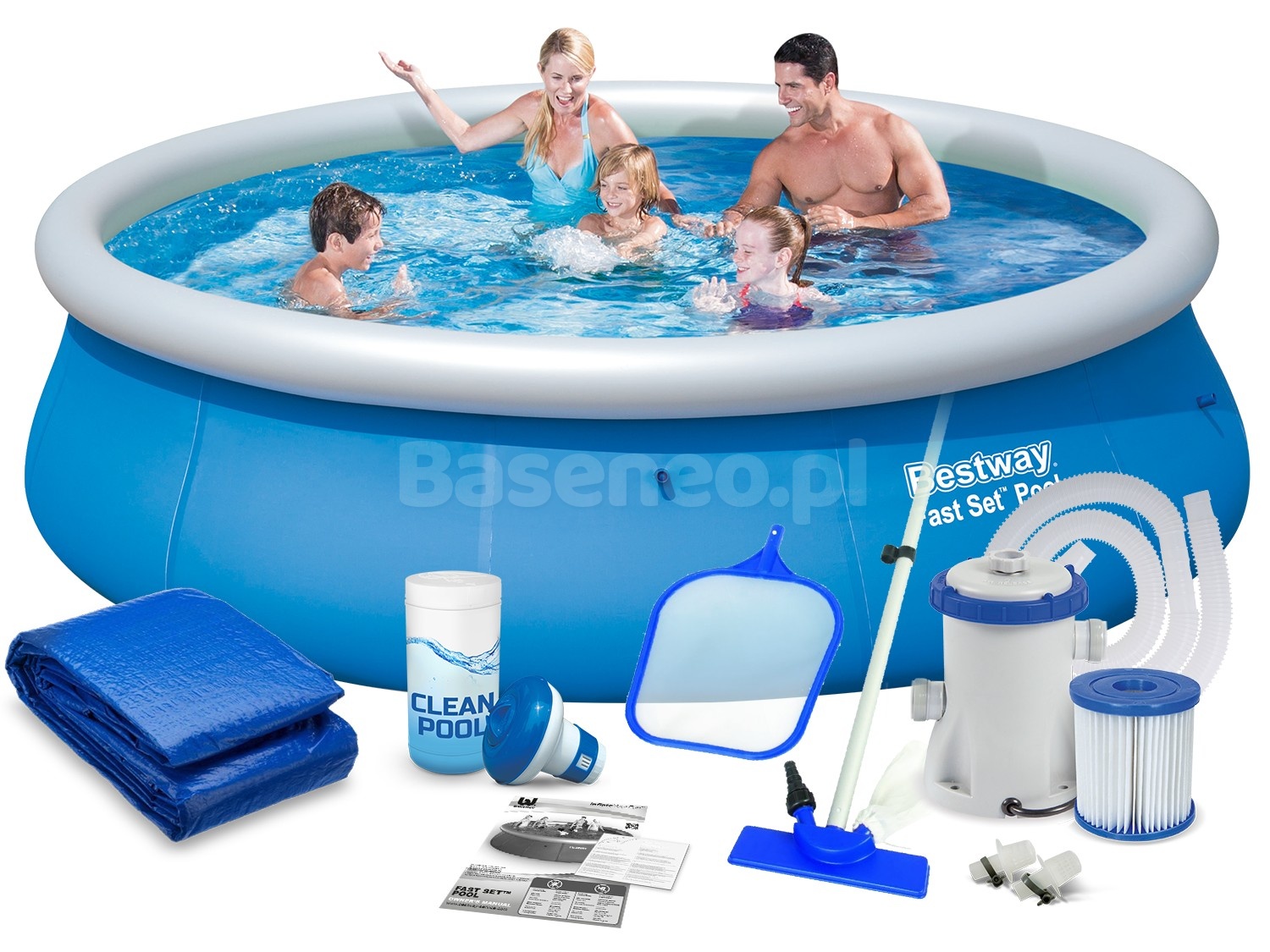 Basen ogrodowy rozporowy z pompą 396 x 84 cm 7w1 Bestway 57321