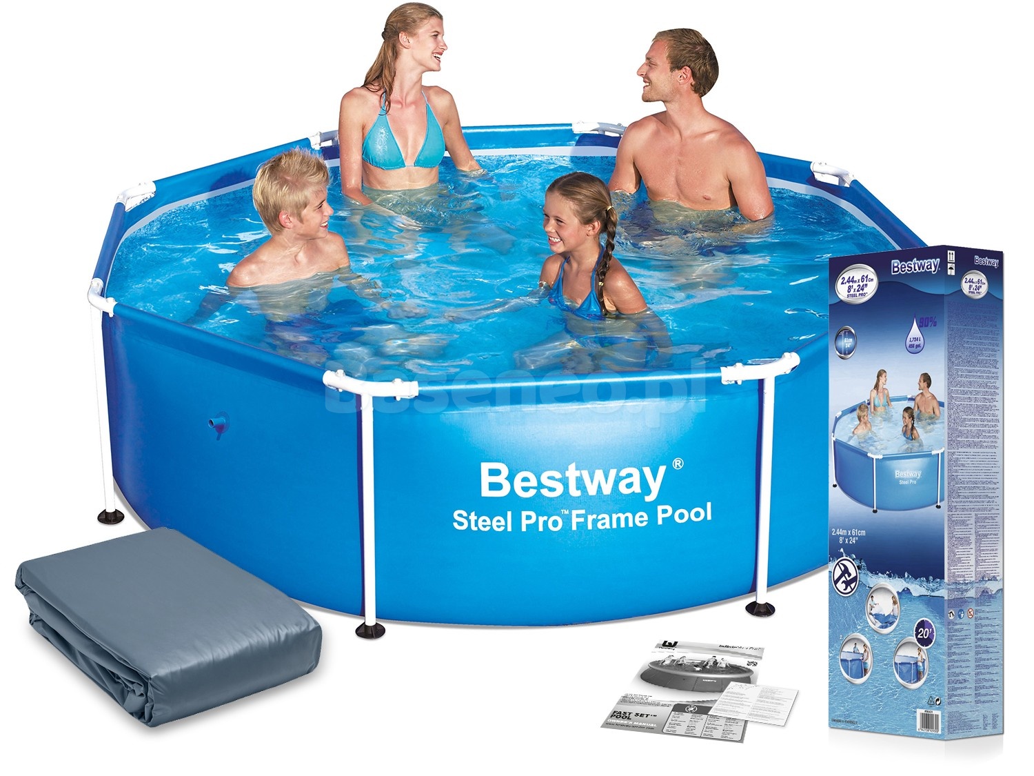 Basen ogrodowy stelażowy 244 x 61 cm 2w1 Bestway 56431