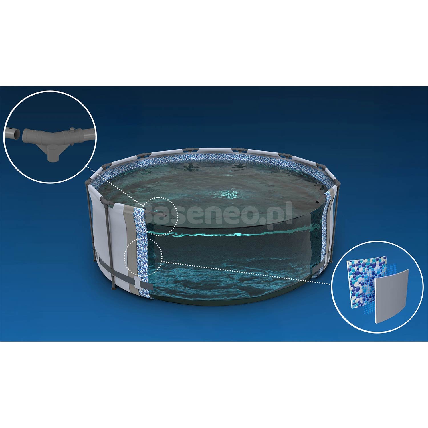 Basen ogrodowy stelażowy 366 x 76 cm 16w1 Bestway 56416