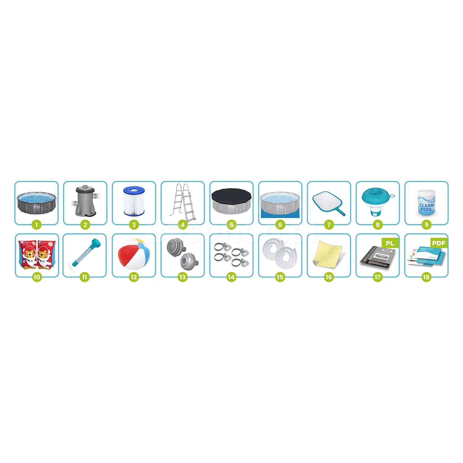 Basen ogrodowy stelażowy 366 x 100 cm 18w1 Bestway 5614X