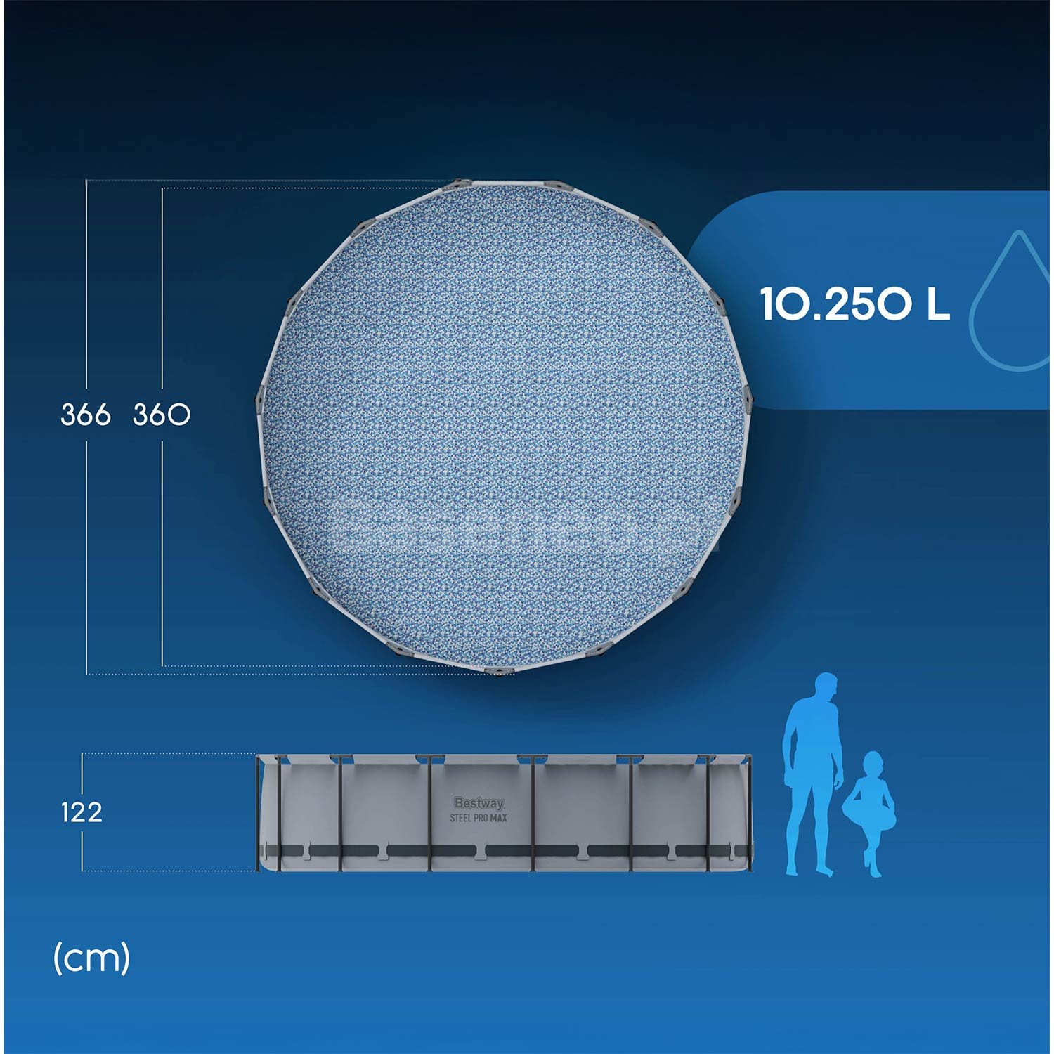 Basen ogrodowy stelażowy 366 x 122 cm 18w1 Bestway 56420 + maszynka do baniek GRATIS