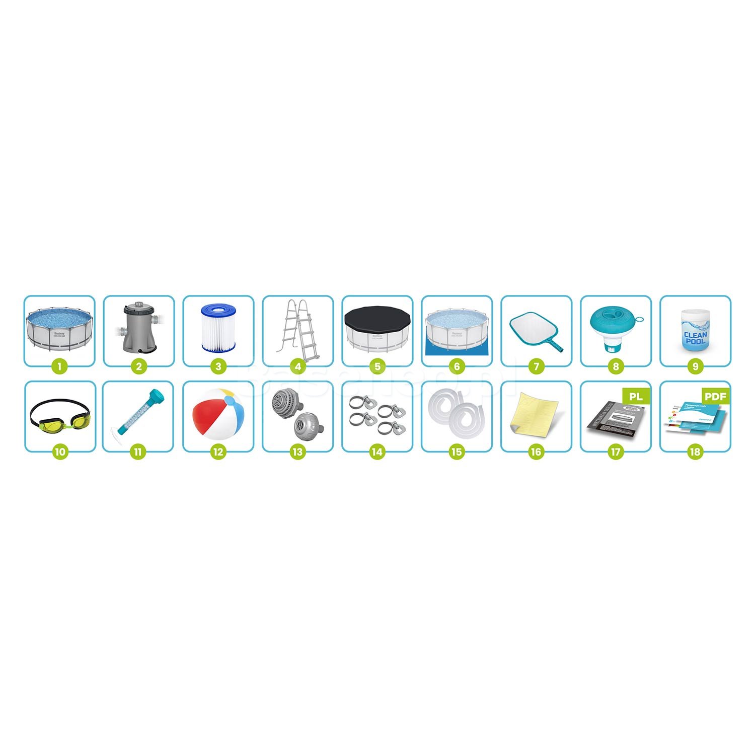 Basen ogrodowy stelażowy 366 x 122 cm 18w1 Bestway 56420