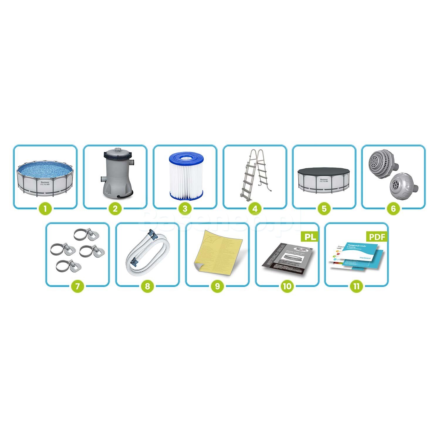 Basen ogrodowy stelażowy 396 x 122 cm 11w1 Bestway 5618W