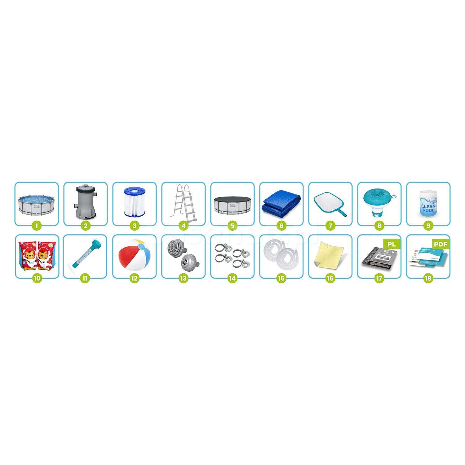 Basen ogrodowy stelażowy 396 x 122 cm 18w1 Bestway 5618W
