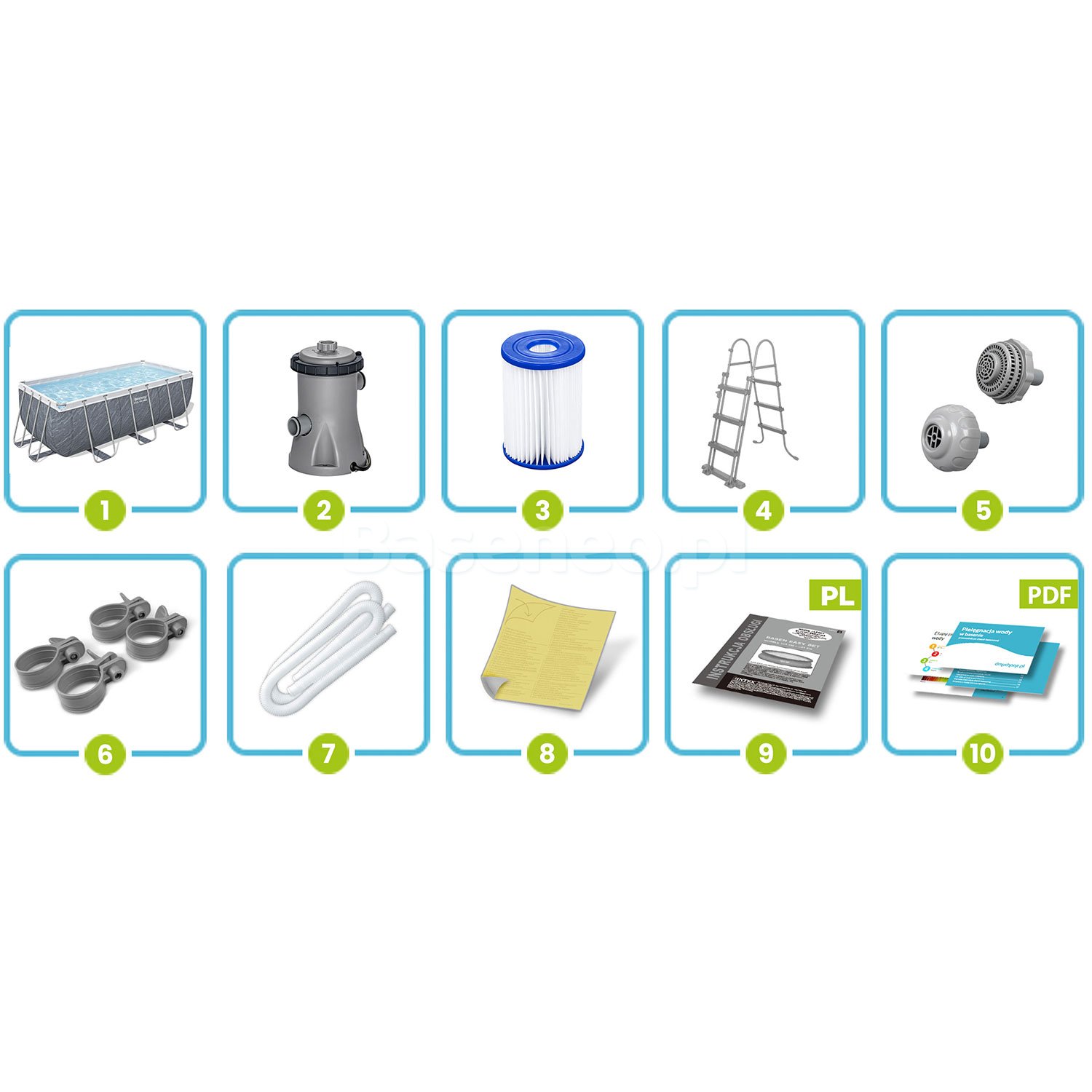 Basen ogrodowy stelażowy 404 x 201 x 100 cm 11w1 Bestway 56721