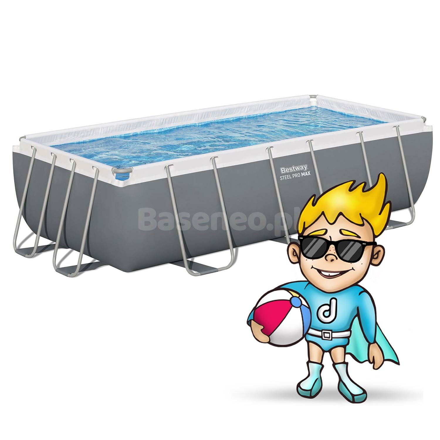 Basen ogrodowy stelażowy 404 x 201 x 100 cm 18w1 56442 Bestway 