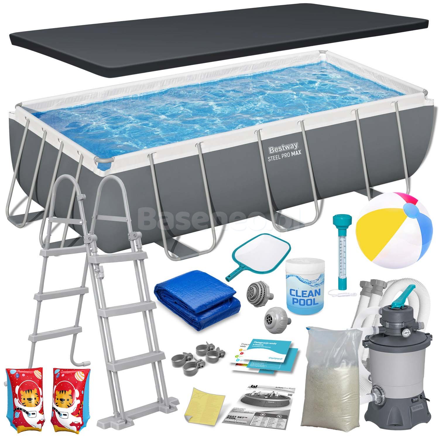 Basen ogrodowy stelażowy 404 x 201 x 100 cm 18w1 56442 Bestway 