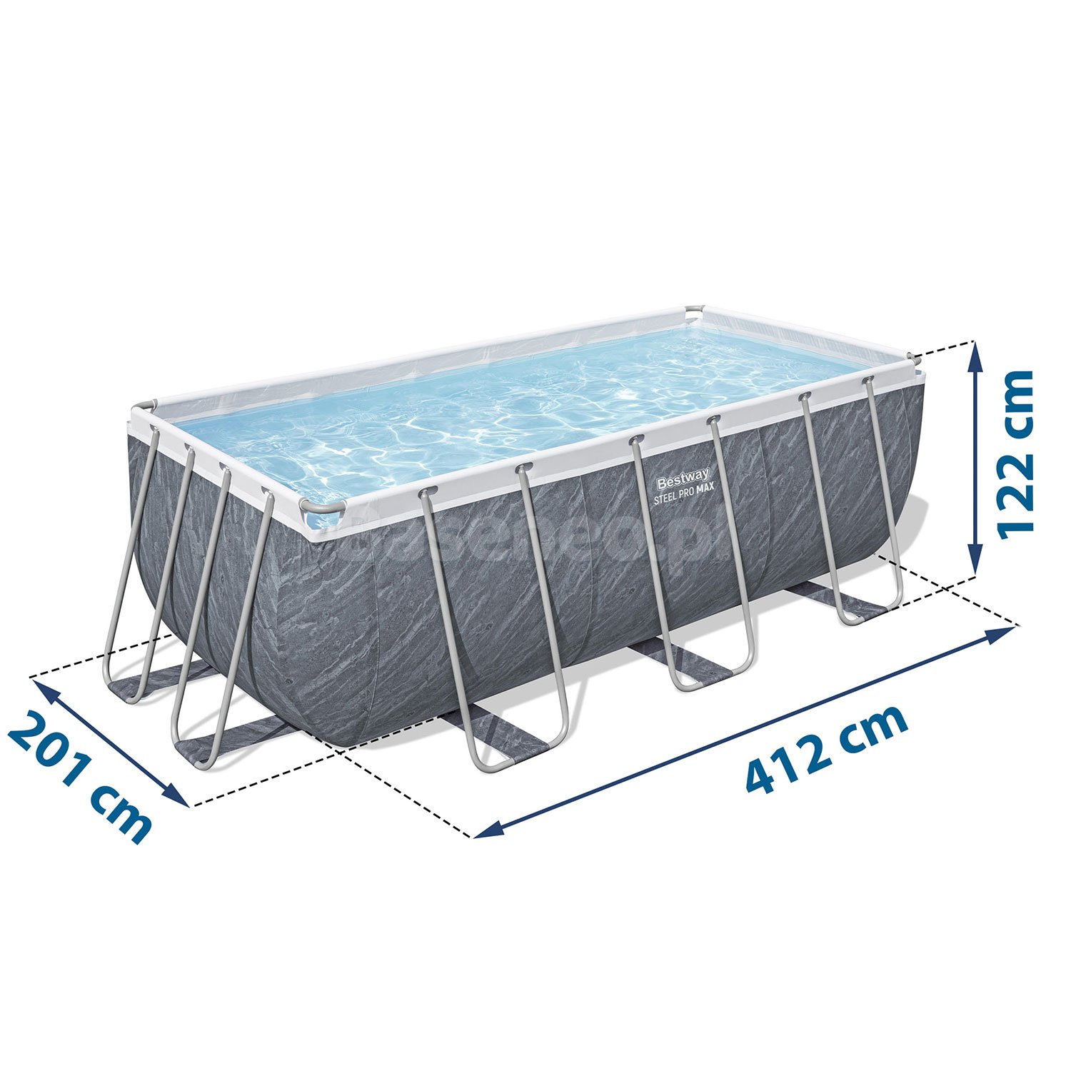 Basen ogrodowy stelażowy 412 x 201 x 122 cm 11w1 Bestway 56722