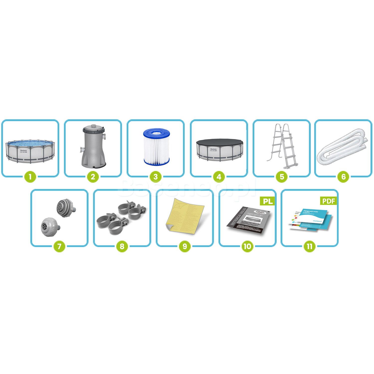 Basen ogrodowy stelażowy 427 x 122 cm 12w1 Bestway 5612X