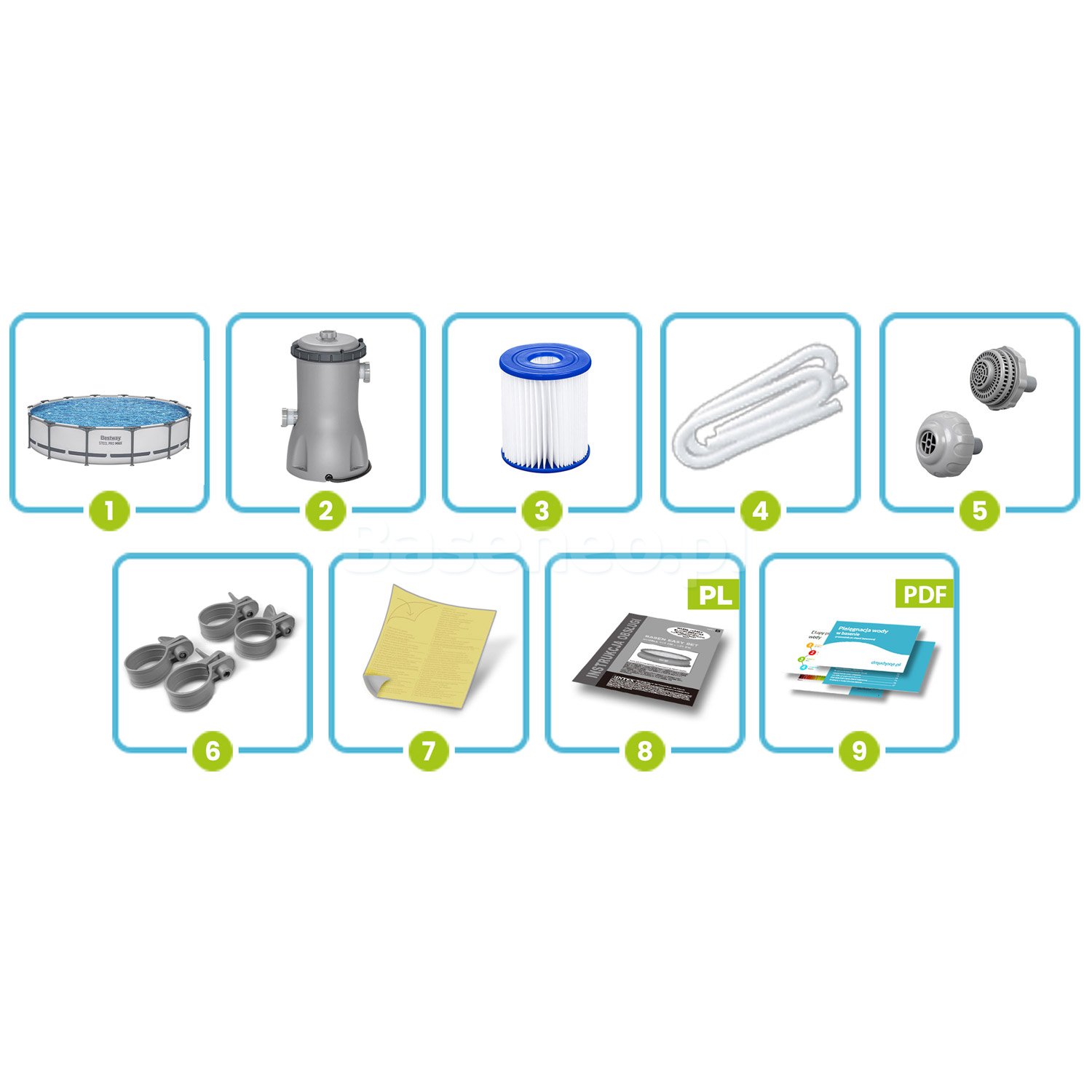 Basen ogrodowy stelażowy 427 x 84 cm 9w1 Bestway 56595
