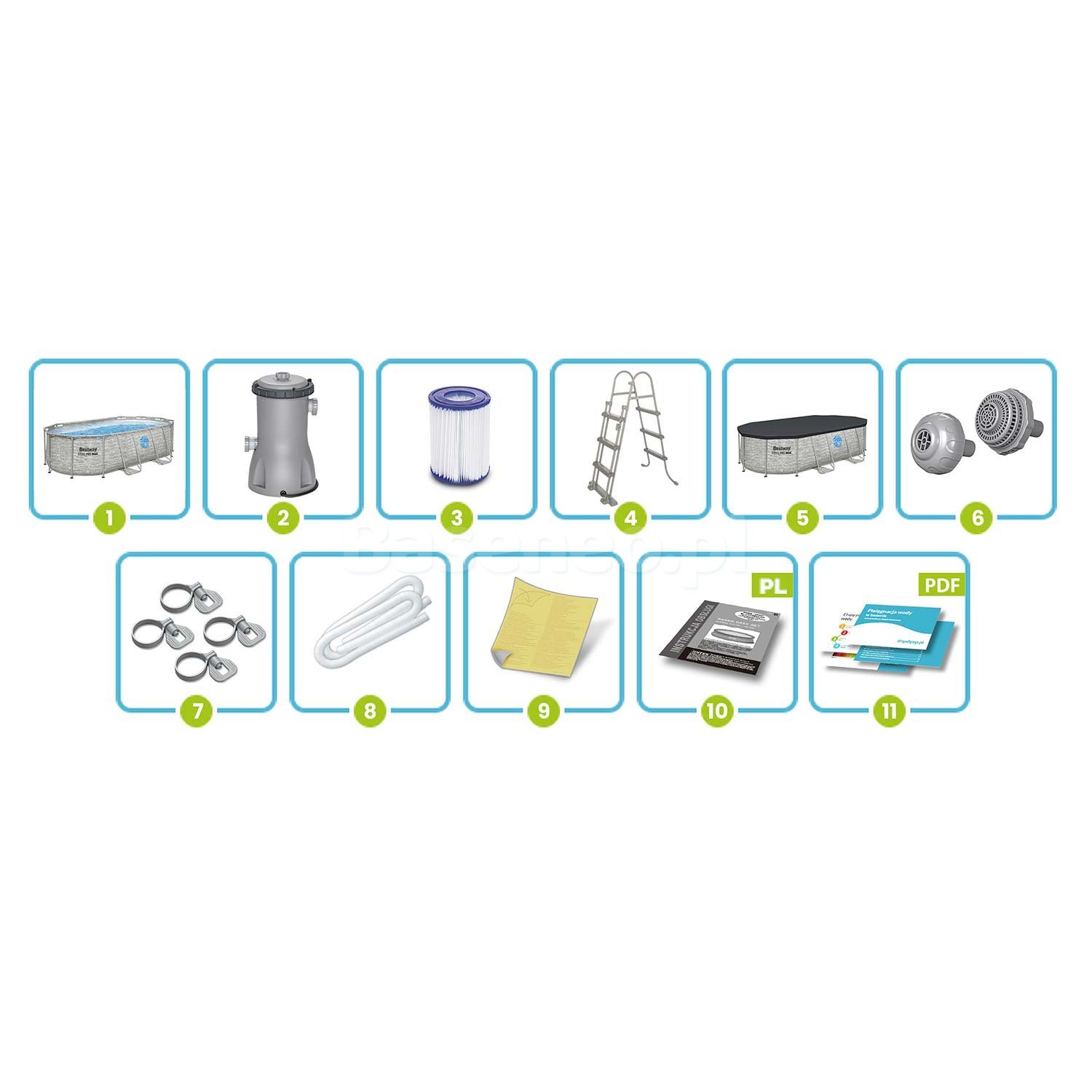 Basen ogrodowy stelażowy 427 x 250 x 100 cm 12w1 Bestway 56714N
