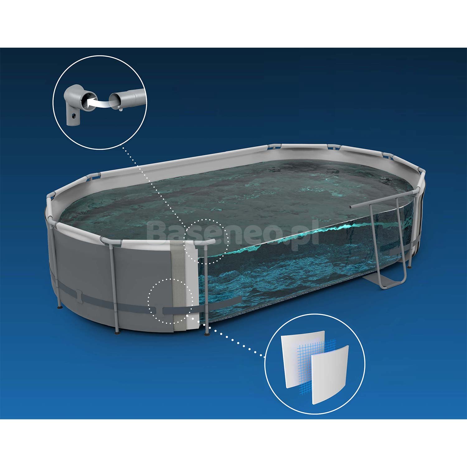 Basen ogrodowy stelażowy 427 x 250 x 100 cm 12w1 Bestway 56714N