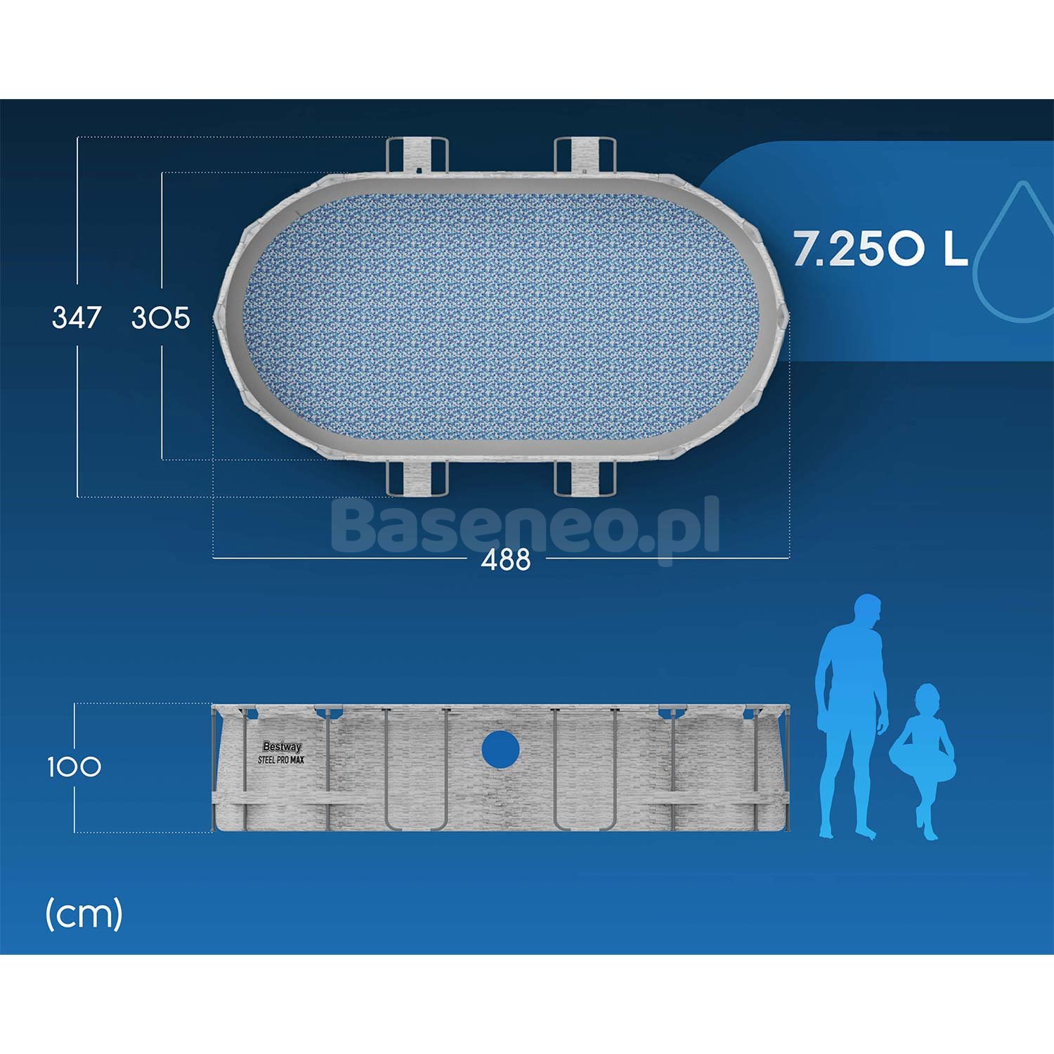 Basen ogrodowy stelażowy 427 x 250 x 100 cm 12w1 Bestway 56714N
