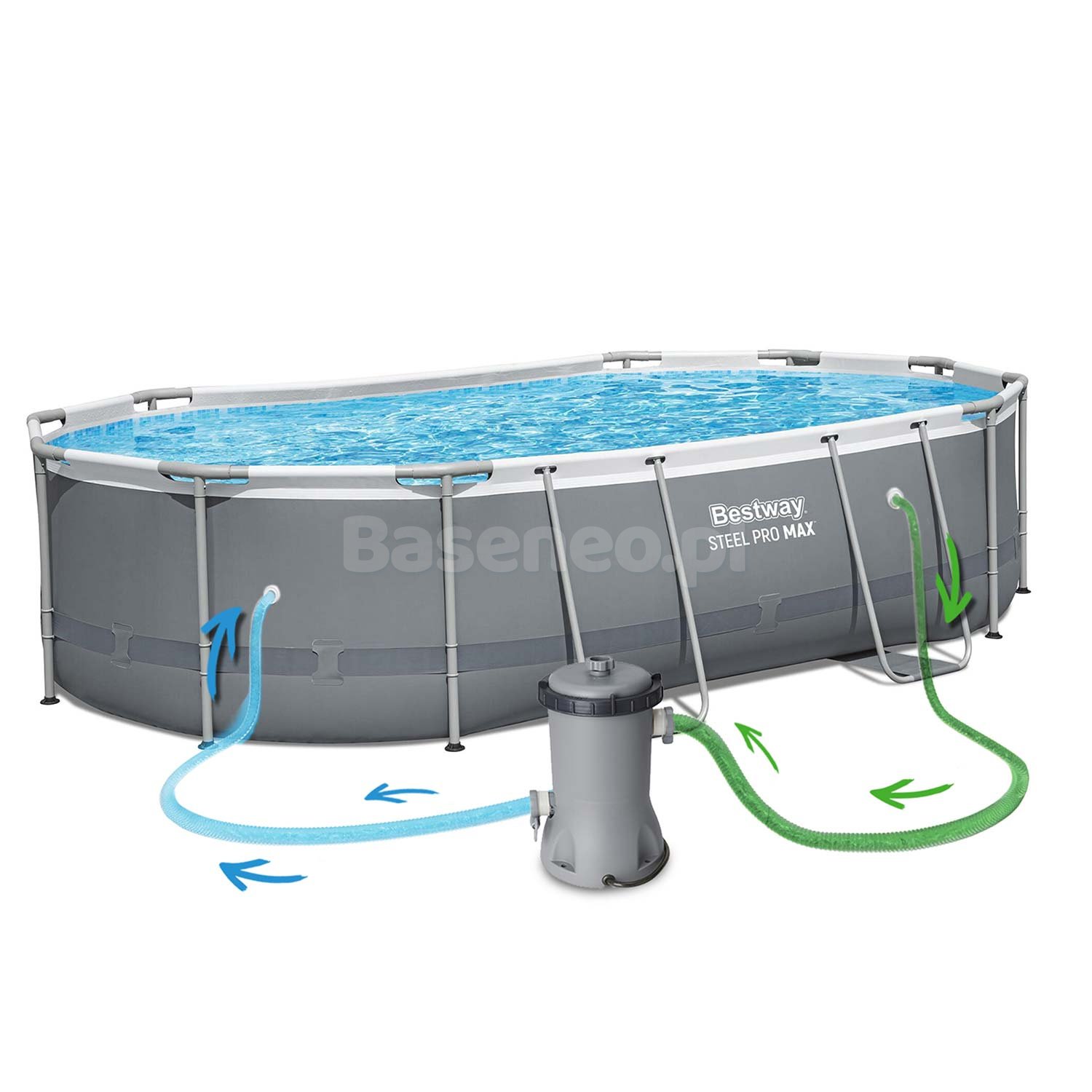 Basen ogrodowy stelażowy 488 x 305 x 107 cm 18w1 Bestway 56448