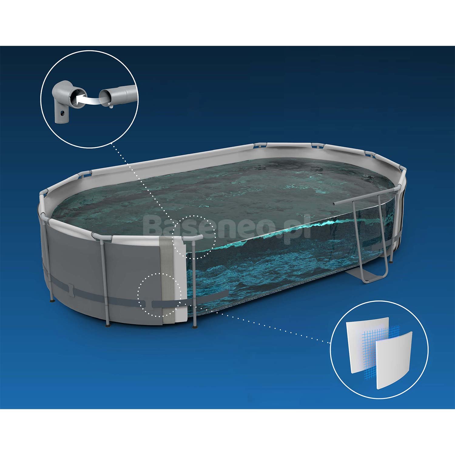 Basen ogrodowy stelażowy 549 x 274 x 122 cm 17w1 Bestway 56710