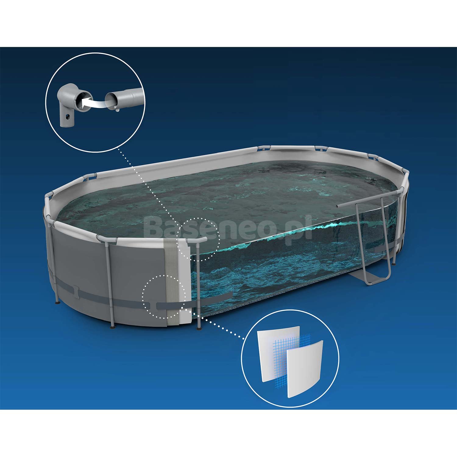 Basen ogrodowy stelażowy 549 x 274 x 122  cm12w1 Bestway 56716N