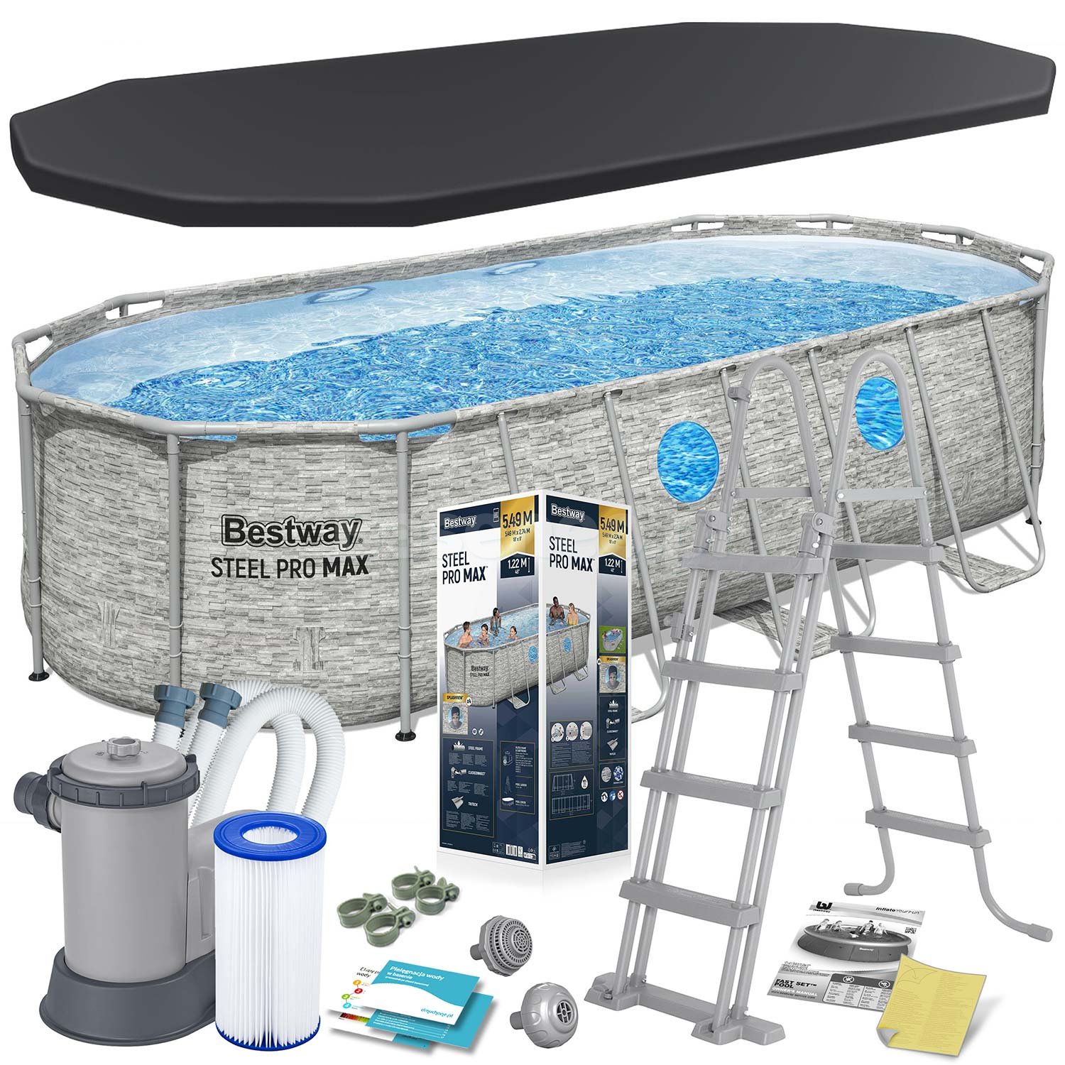Basen ogrodowy stelażowy 549 x 274 x 122  cm12w1 Bestway 56716N