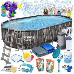 Basen ogrodowy stelażowy 610 x 366 x 122 cm 18w1 Bestway 5611R
