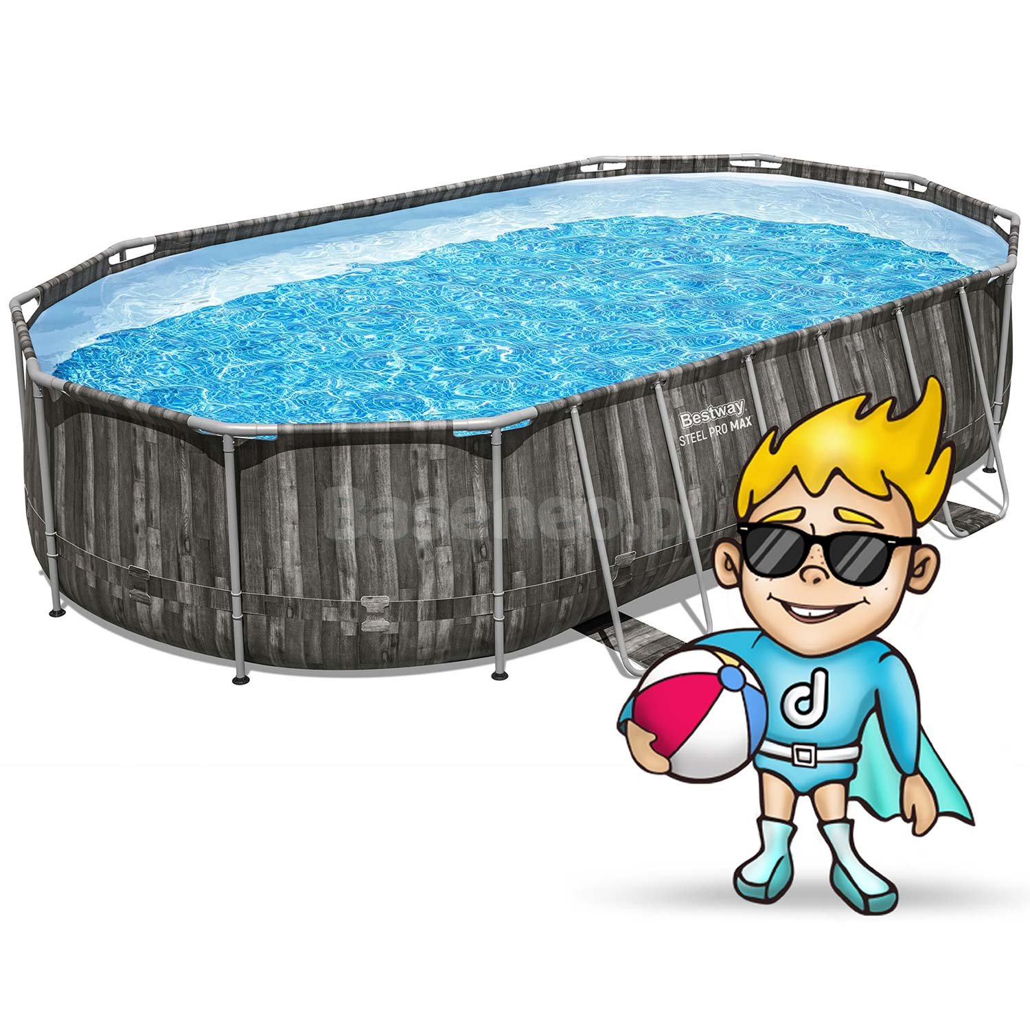 Basen ogrodowy stelażowy 610 x 366 x 122 cm 18w1 Bestway 5611R