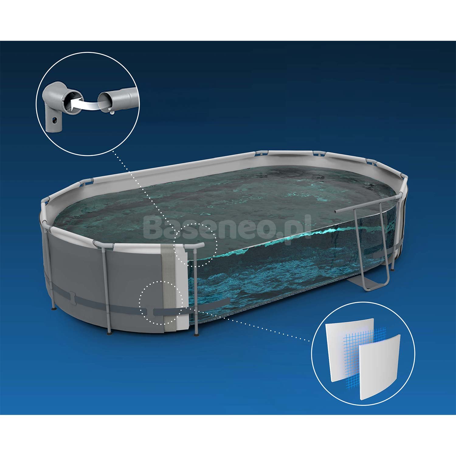 Basen ogrodowy stelażowy 610 x 366 x 122 cm 18w1 Bestway 5611R