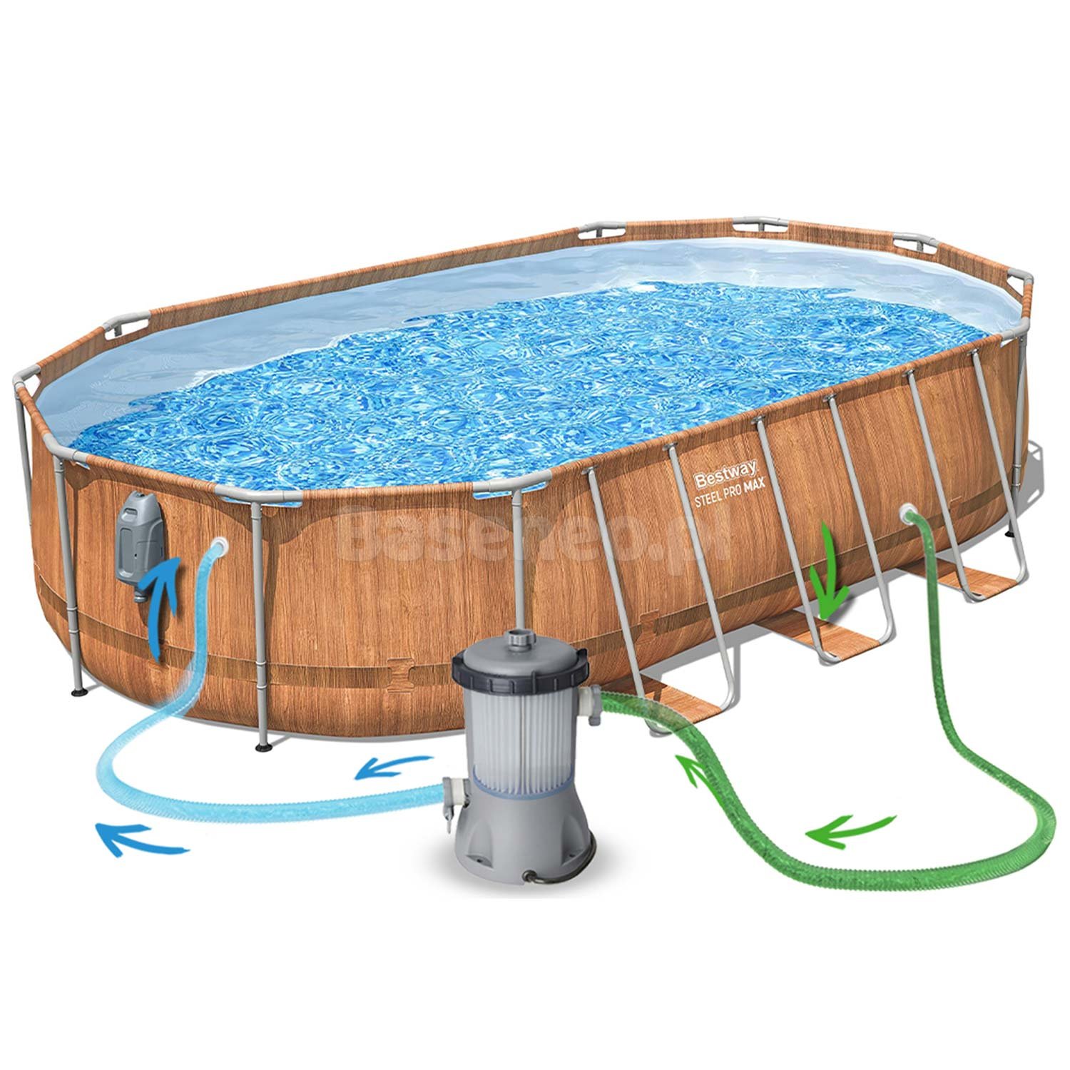 Basen ogrodowy stelażowy 610 x 366 x 122 cm 13w1 Bestway 56719N