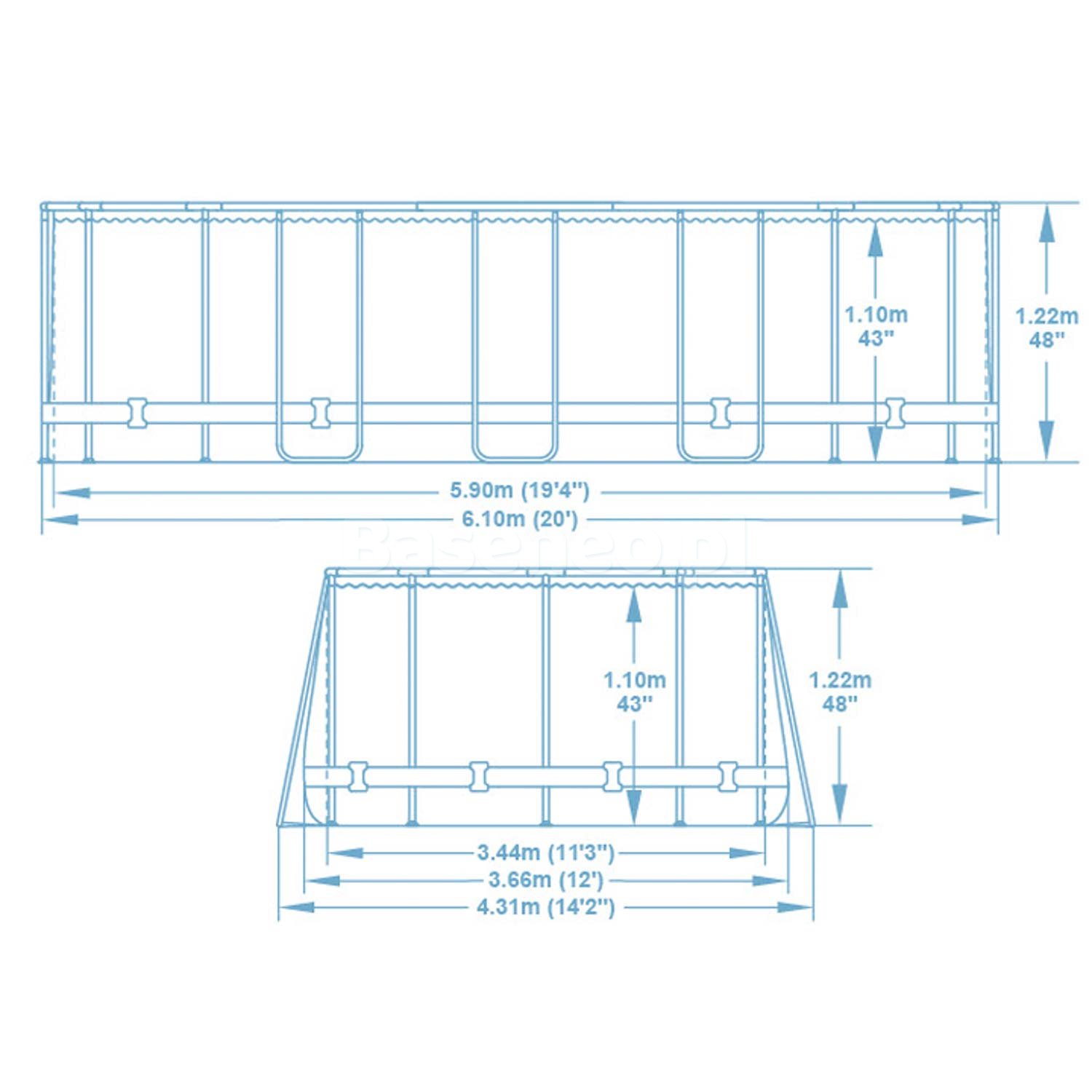 Basen ogrodowy stelażowy 610 x 366 x 122 cm 13w1 Bestway 56719N