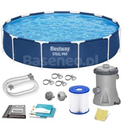 Basen ogrodowy stelażowy z pompą 366x76 cm 7w1 Bestway 56681