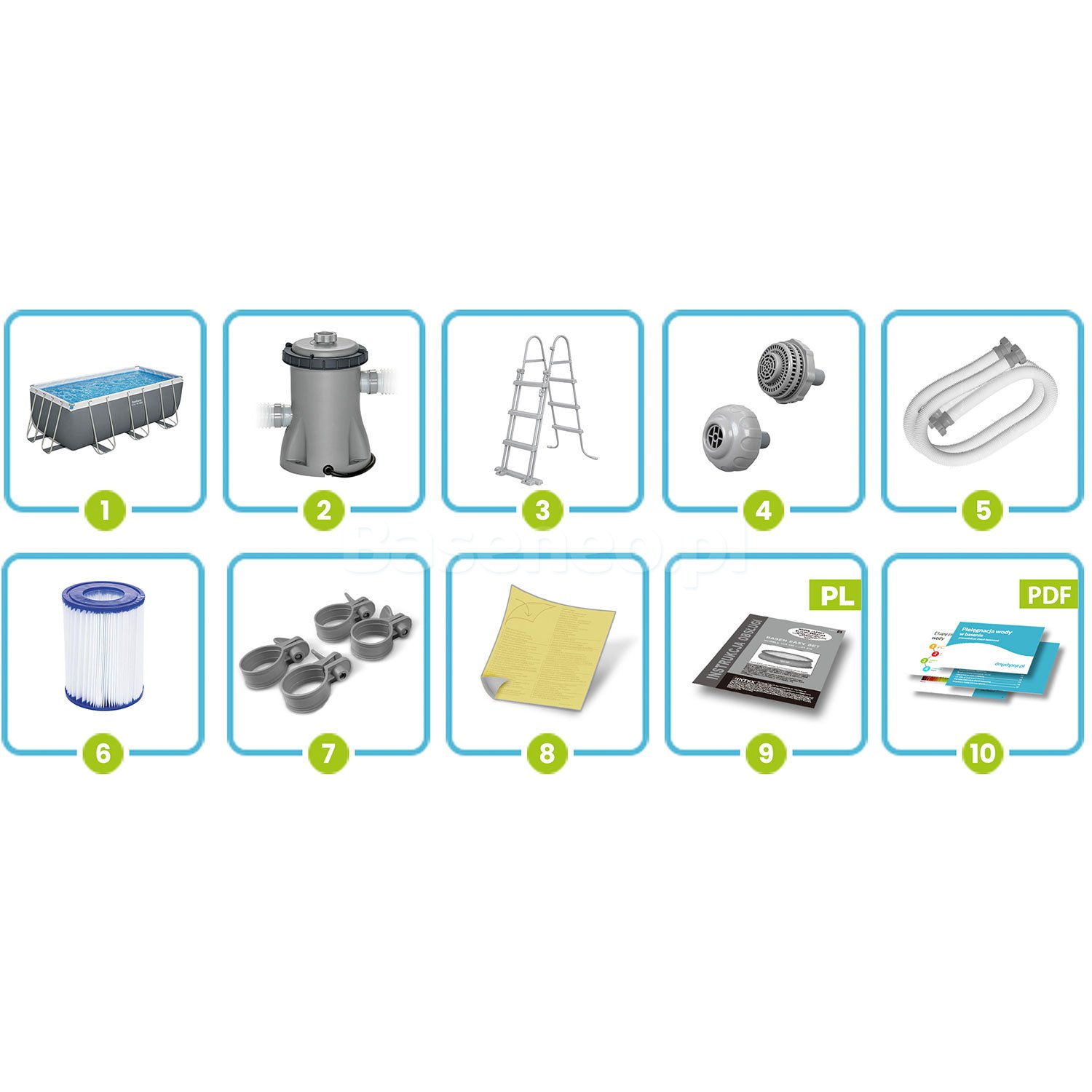 Basen stelażowy ogrodowy 412 x 201 x 122 cm 11w1 Bestway 56456N