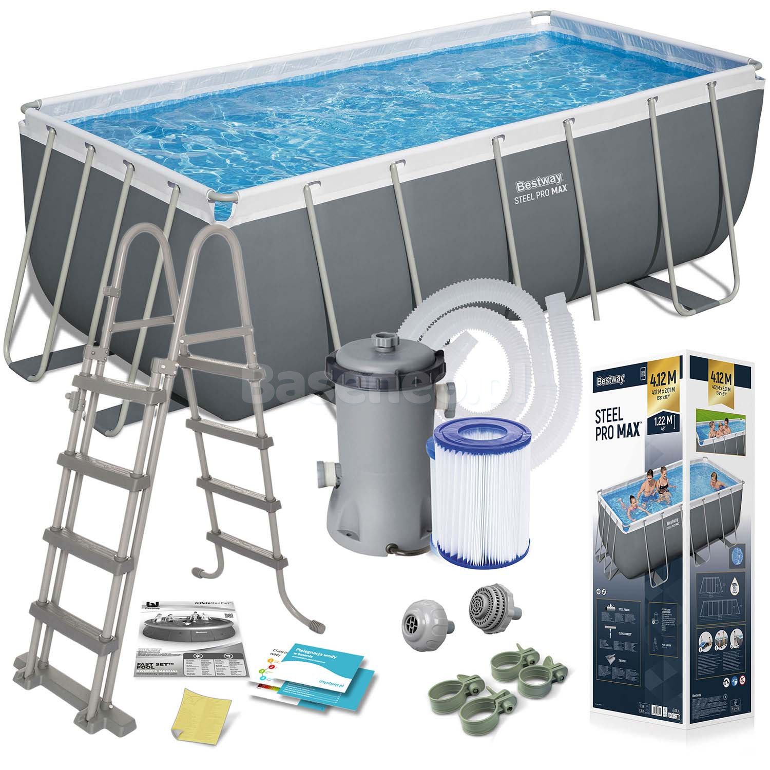 Basen stelażowy ogrodowy 412 x 201 x 122 cm 11w1 Bestway 56456N