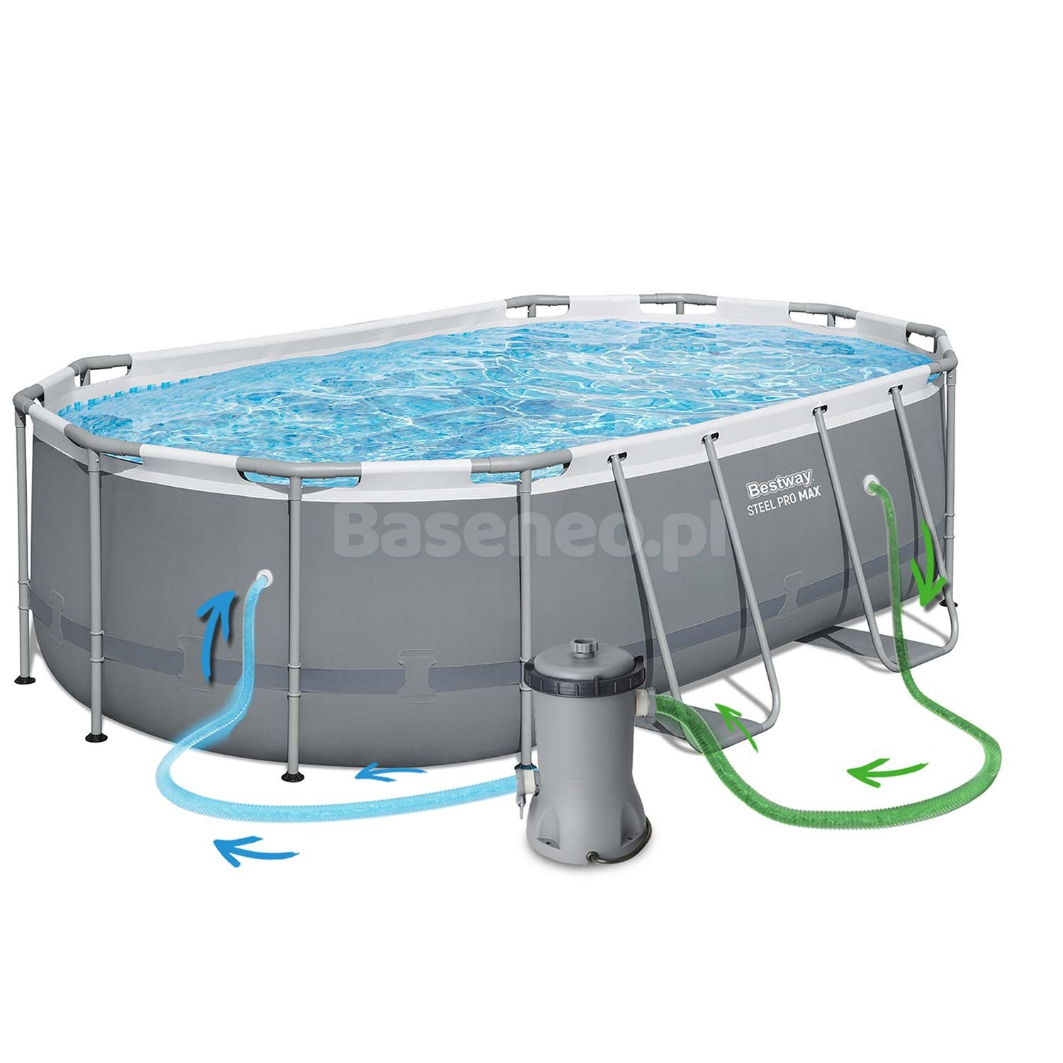 Basen stelażowy ogrodowy 427 x 250 x 100 cm 11w1 Bestway 56620