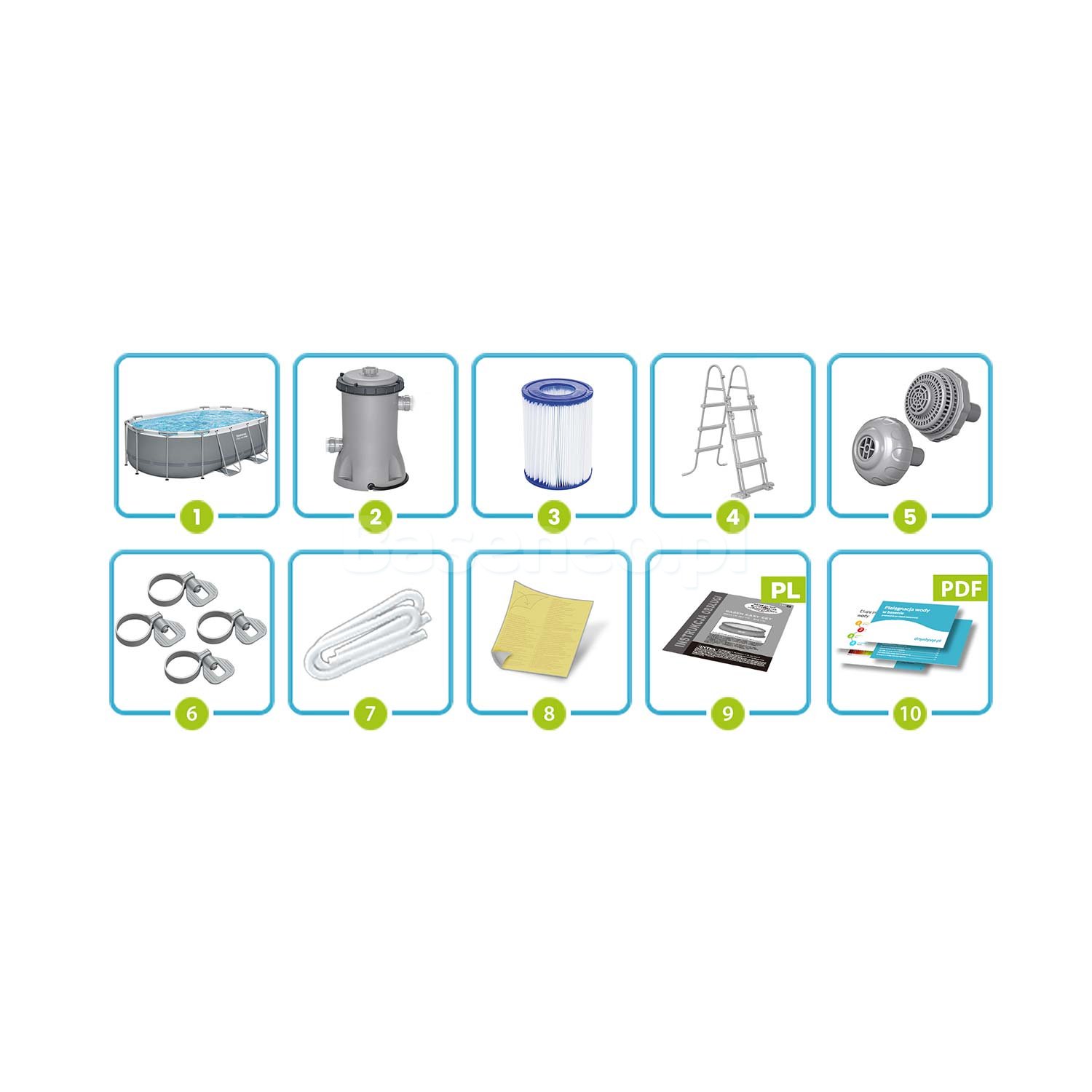 Basen stelażowy ogrodowy 427 x 250 x 100 cm 11w1 Bestway 56620