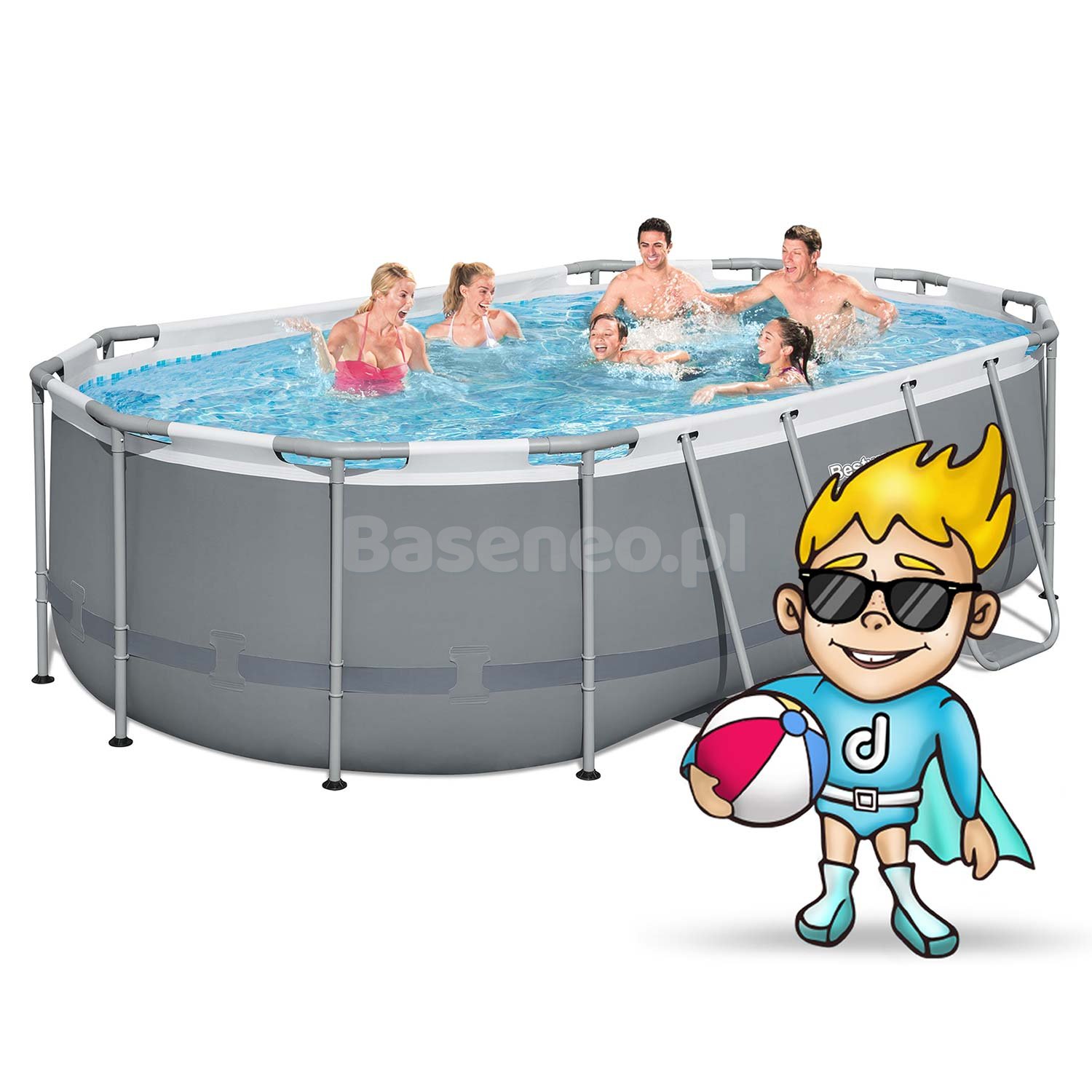 Basen stelażowy ogrodowy 427 x 250 x 100 cm 11w1 Bestway 56620