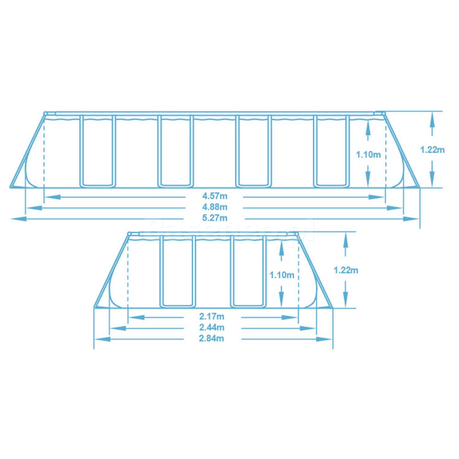 Basen stelażowy ogrodowy 488 x 244 x 122 cm 11w1 Bestway 56671N