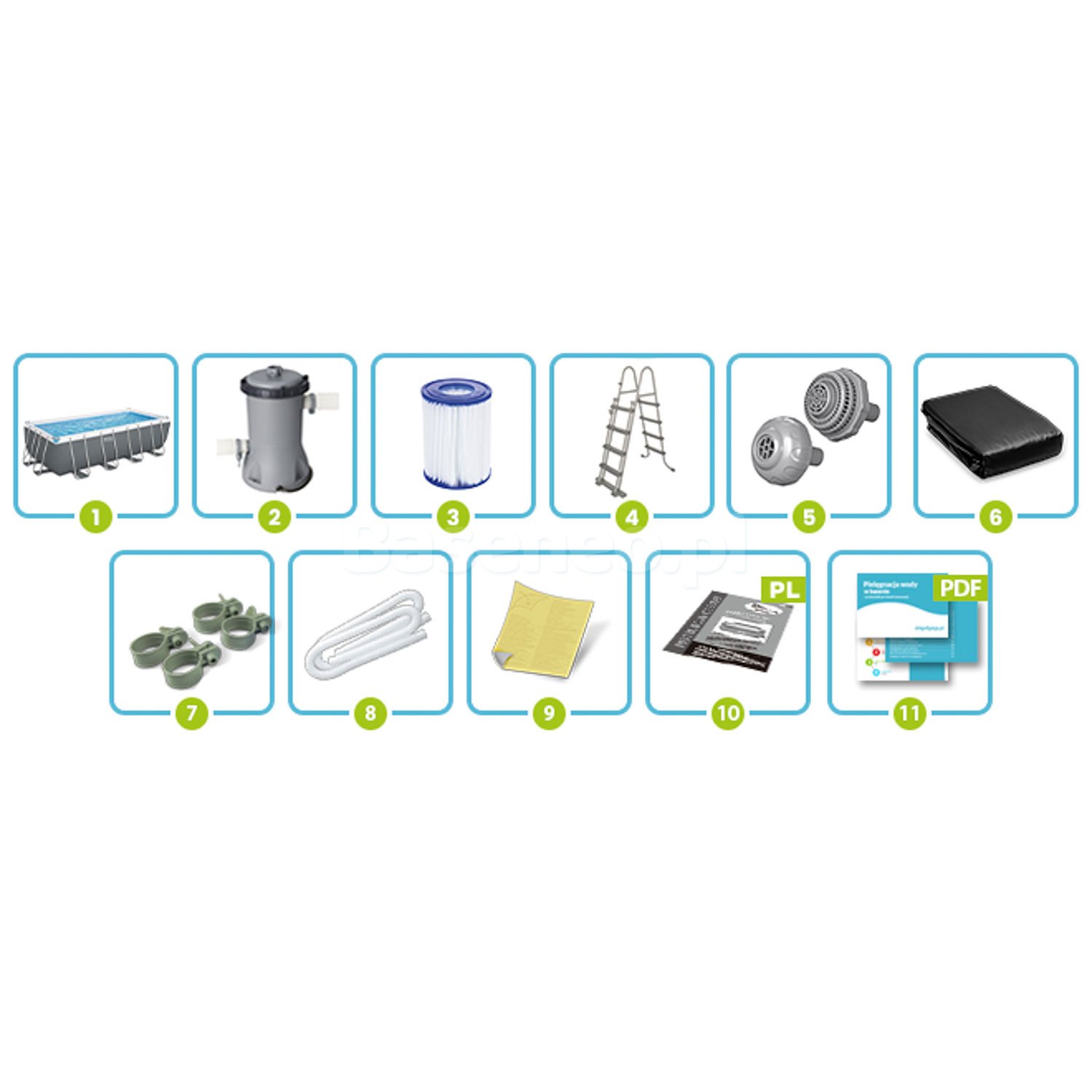 Basen stelażowy ogrodowy 488 x 244 x 122 cm 12w1 Bestway 56670