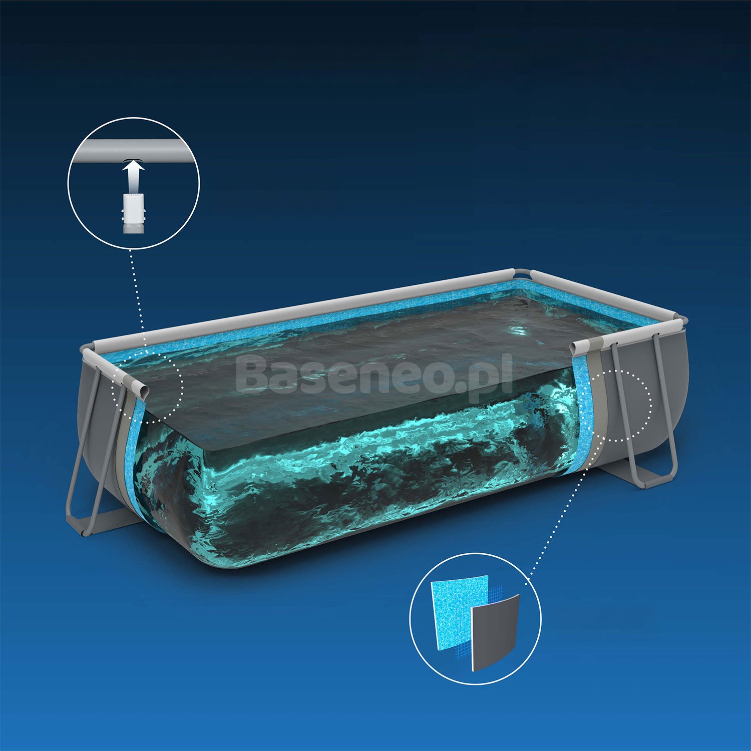 Basen stelażowy ogrodowy 488 x 244 x 122 cm 12w1 Bestway 56670