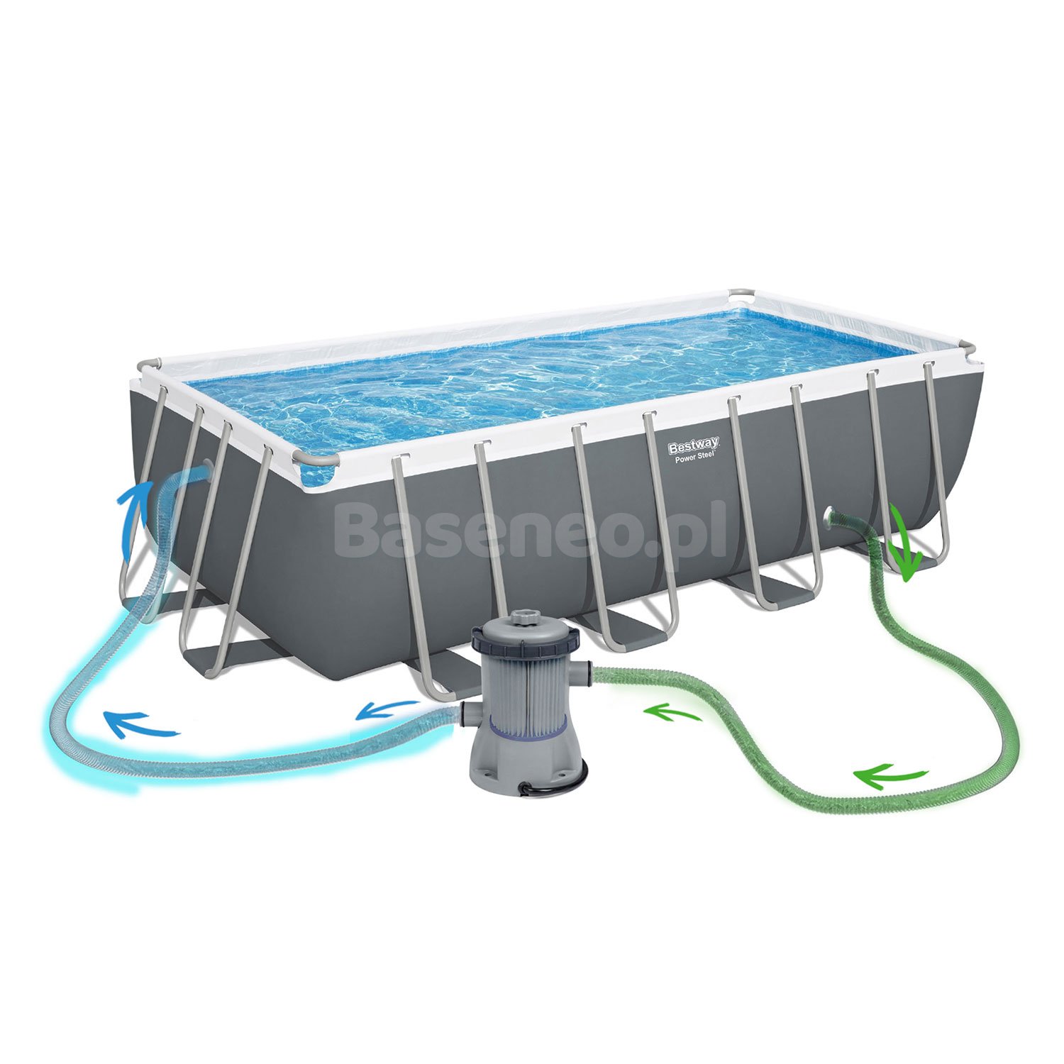 Basen stelażowy ogrodowy 488 x 244 x 122 cm 12w1 Bestway 56670