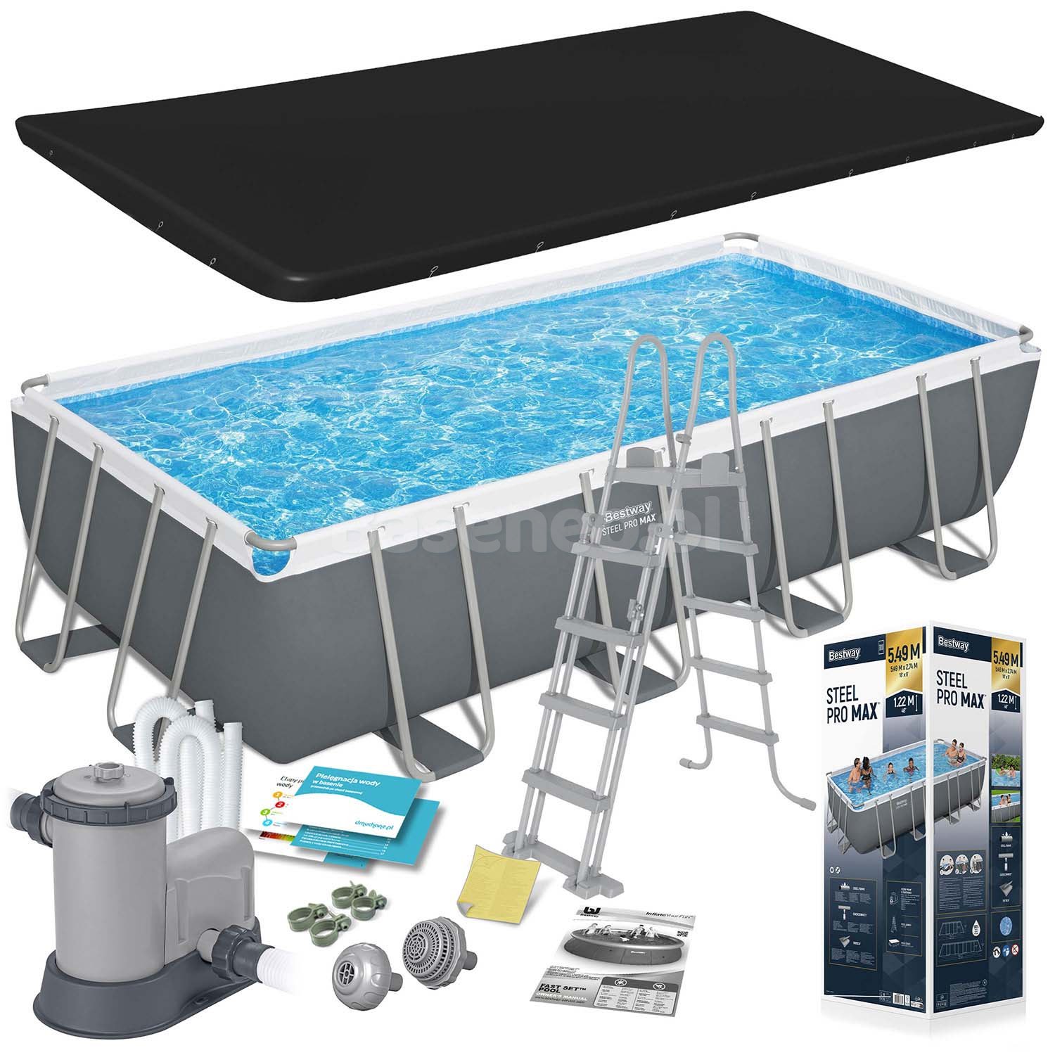 Basen stelażowy ogrodowy 549 x 274 x 122 cm 12w1 Bestway 56465