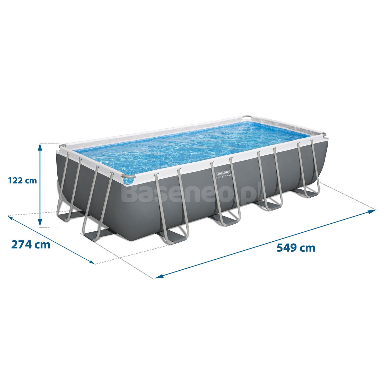 Basen stelażowy ogrodowy 549 x 274 x 122 cm 12w1 Bestway 56466N