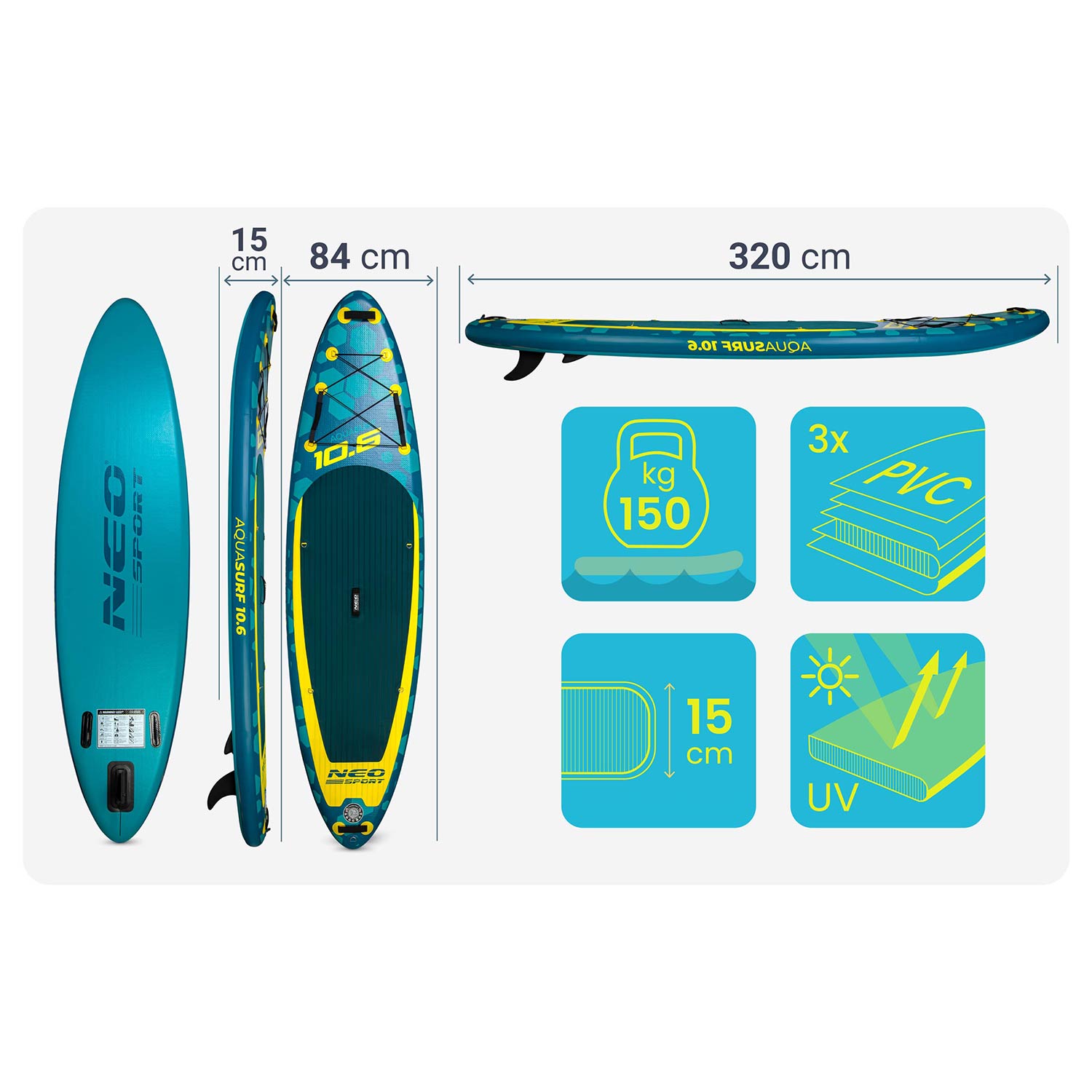 Deska SUP Aquasurf 320 x 84 x 15 cm Neo-Sport 170213