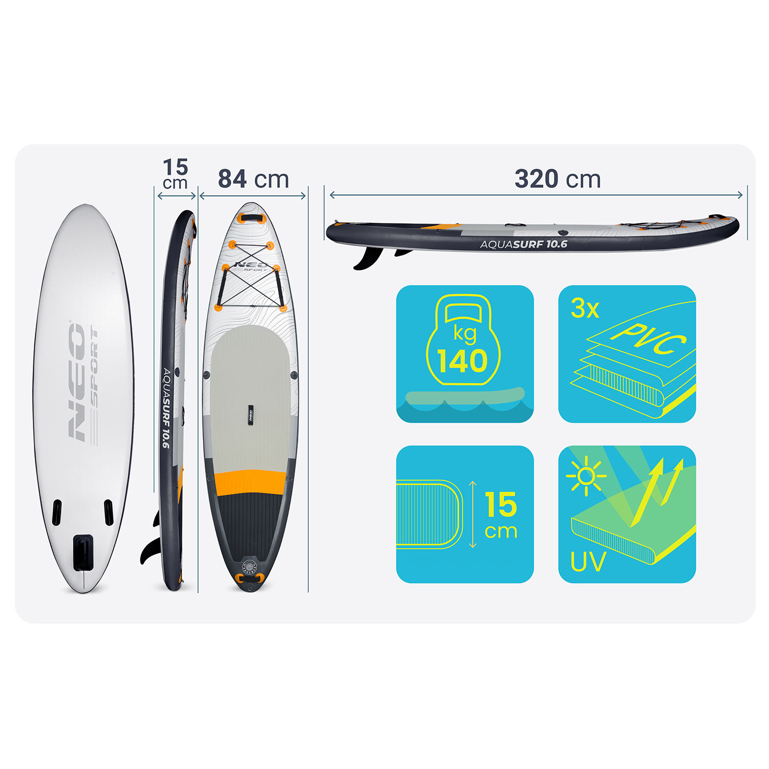 Deska SUP Aquasurf 320 x 84 x 15 cm Neo-Sport 170211