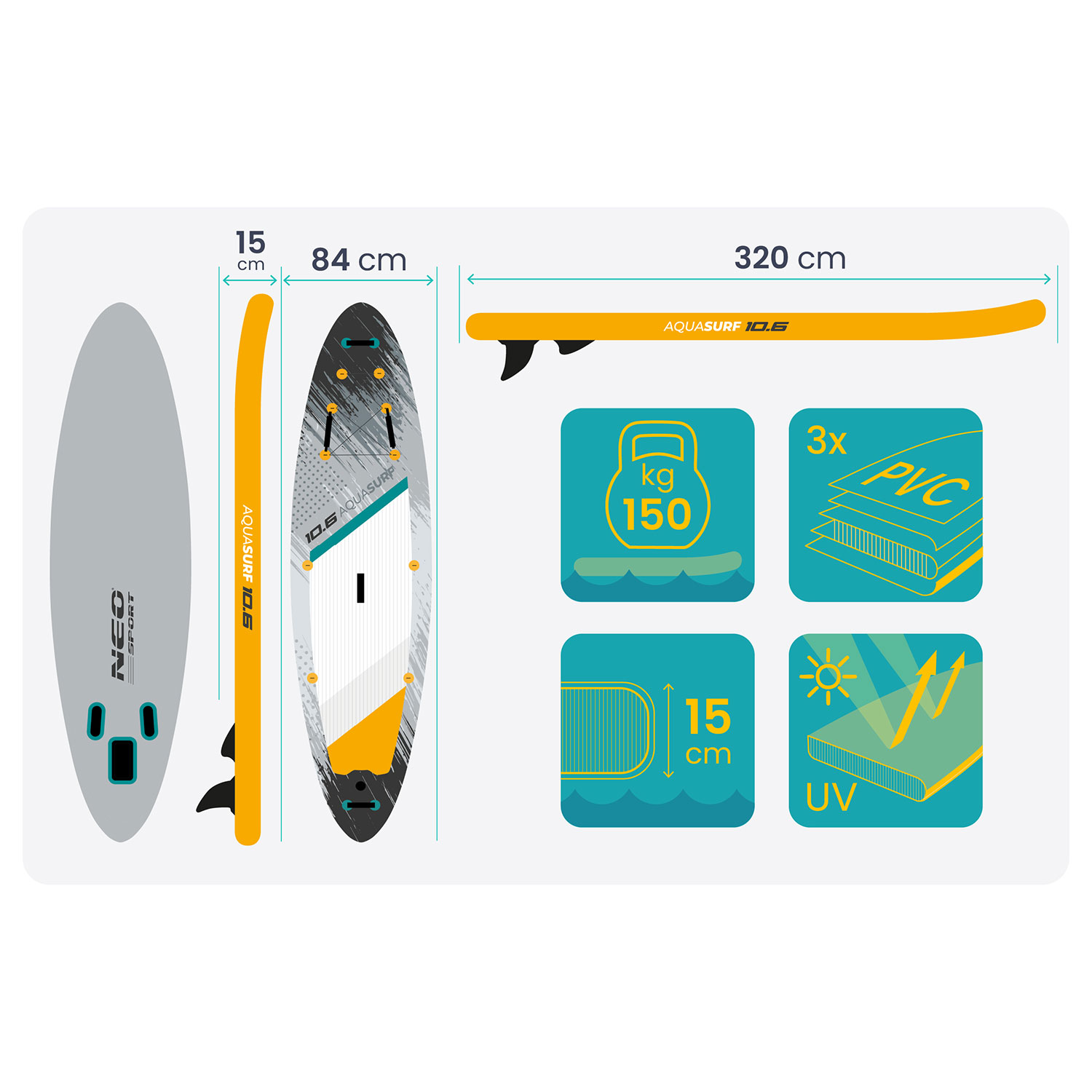 Deska SUP Aquasurf 320 x 84 x 15 cm Neo-Sport 170205