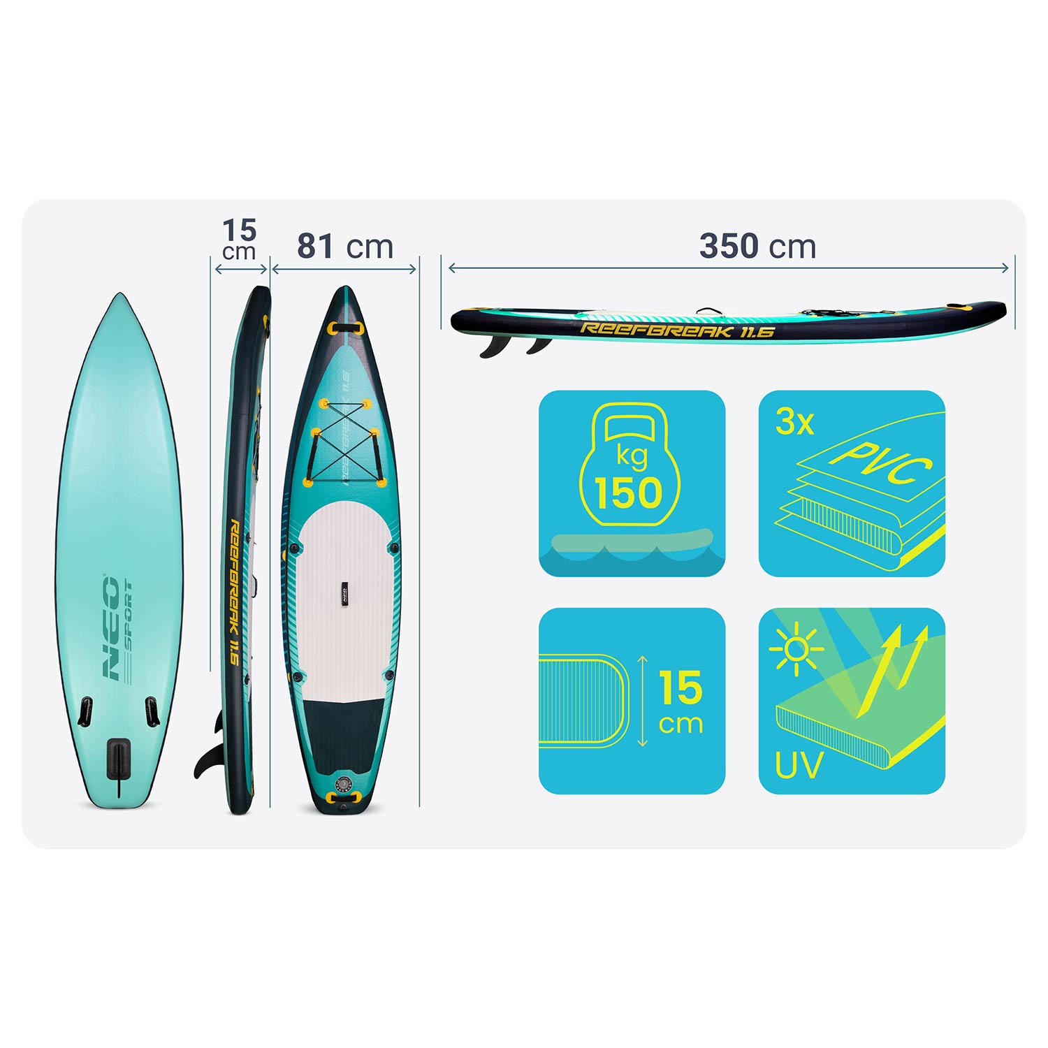 Deska SUP Reefbreak 350 x 81 x 15 cm Neo-Sport 170313